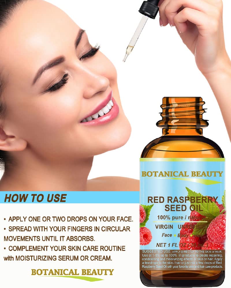 Botanical Beauty Red Raspberry Seed Oil – 4 Oz Virgin Cold-Pressed Carrier Oil