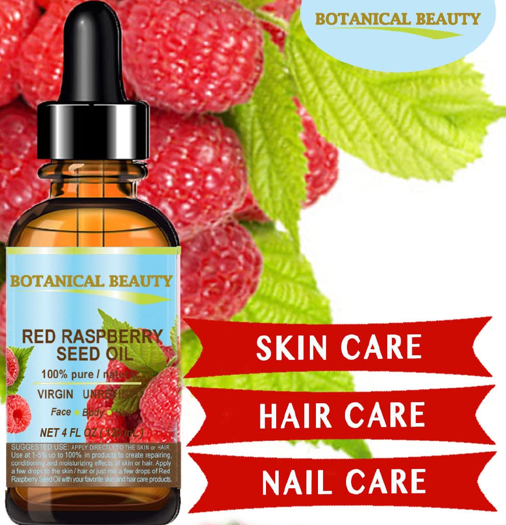 Botanical Beauty Red Raspberry Seed Oil – 4 Oz Virgin Cold-Pressed Carrier Oil