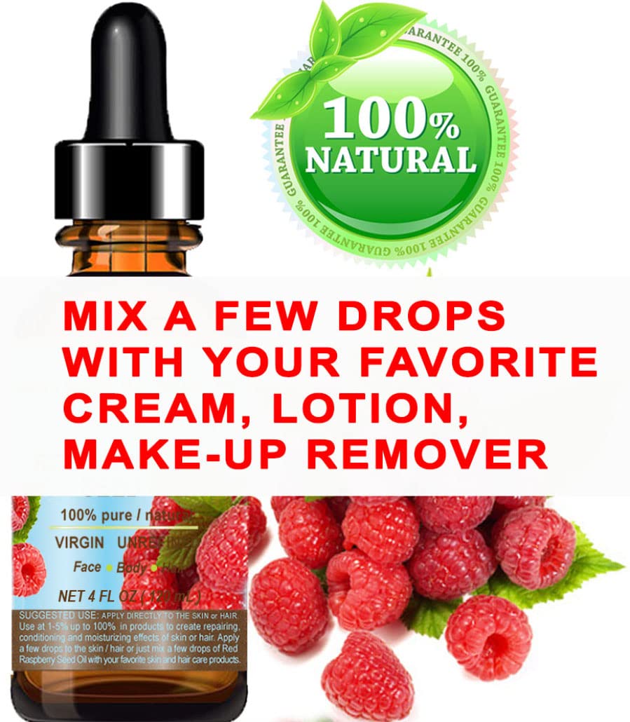 Botanical Beauty Red Raspberry Seed Oil – 4 Oz Virgin Cold-Pressed Carrier Oil