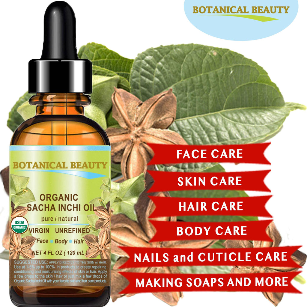 Botanical Beauty Organic Sacha Inchi Oil – 100% Pure Virgin Cold-Pressed Carrier Oil (1 oz)