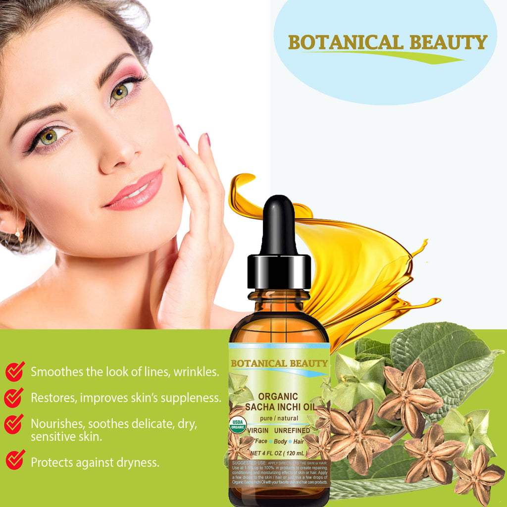 Botanical Beauty Organic Sacha Inchi Oil – 100% Pure Virgin Cold-Pressed Carrier Oil (1 oz)