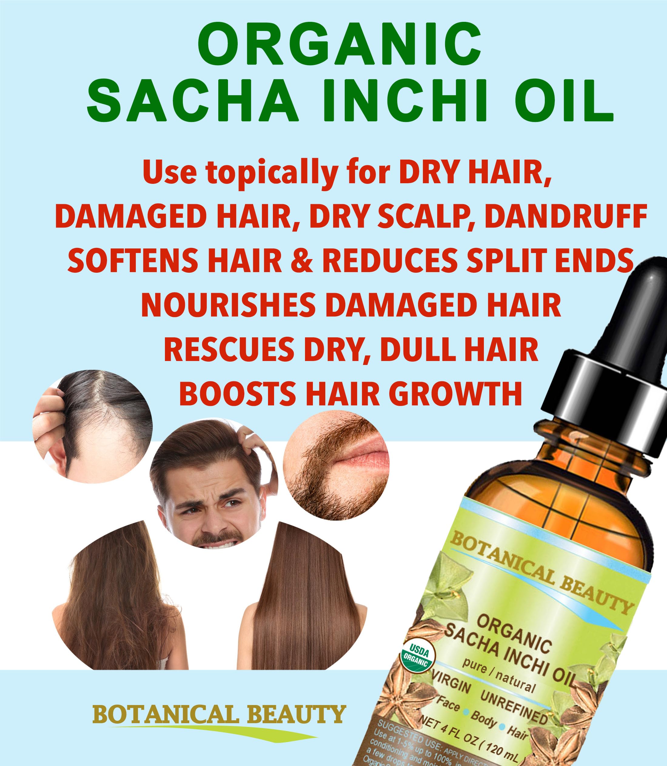 Botanical Beauty Organic Sacha Inchi Oil – 100% Pure Virgin Cold-Pressed Carrier Oil (1 oz)