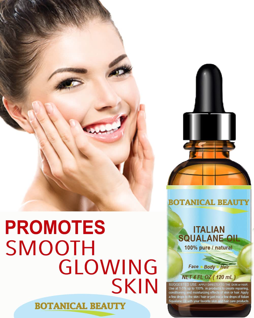 Botanical Beauty Squalane – 100% Pure Italian Olive-Derived Oil (4 oz)