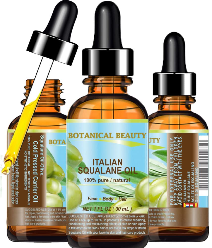 Botanical Beauty Squalane Italian Olive Oil — 100% Pure, Ultra-Pure Moisturizer (1 Fl Oz)
