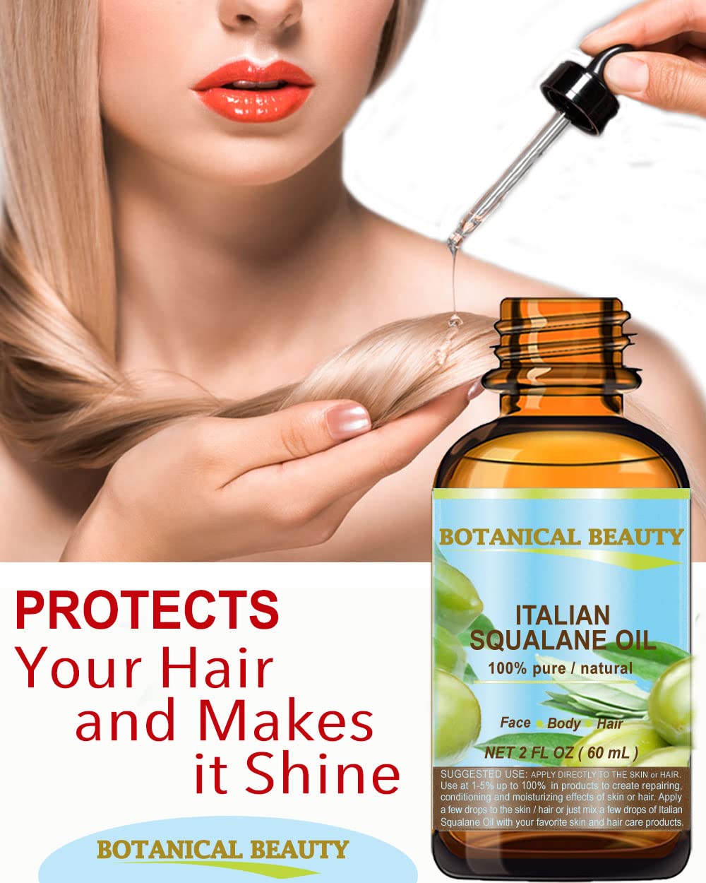 Botanical Beauty Squalane – 100% Pure Olive Oil Moisturizer (2 fl oz)