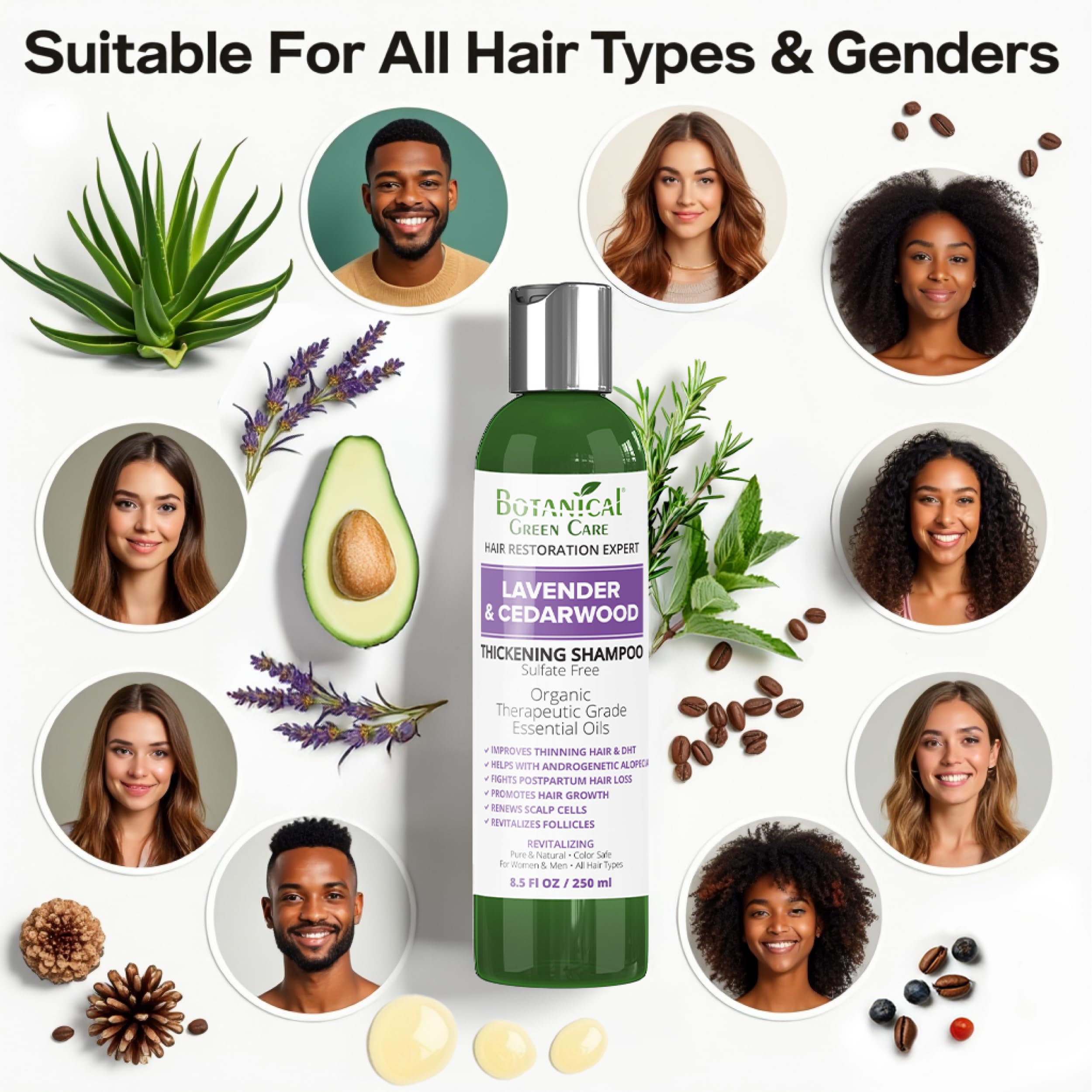 Lavender & Cedarwood Thickening Shampoo for Thinning Hair | Botanical Green Care