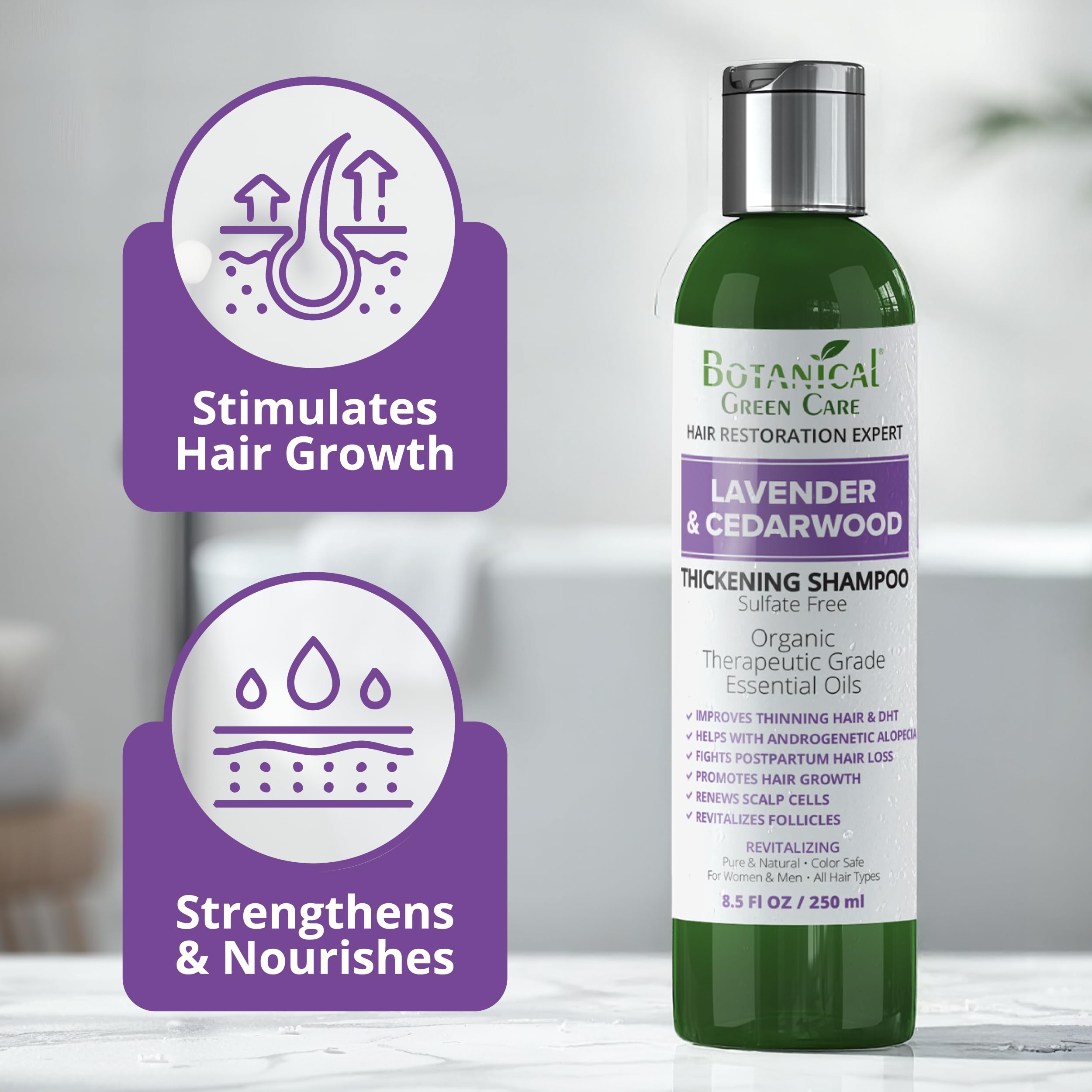 Lavender & Cedarwood Thickening Shampoo for Thinning Hair | Botanical Green Care