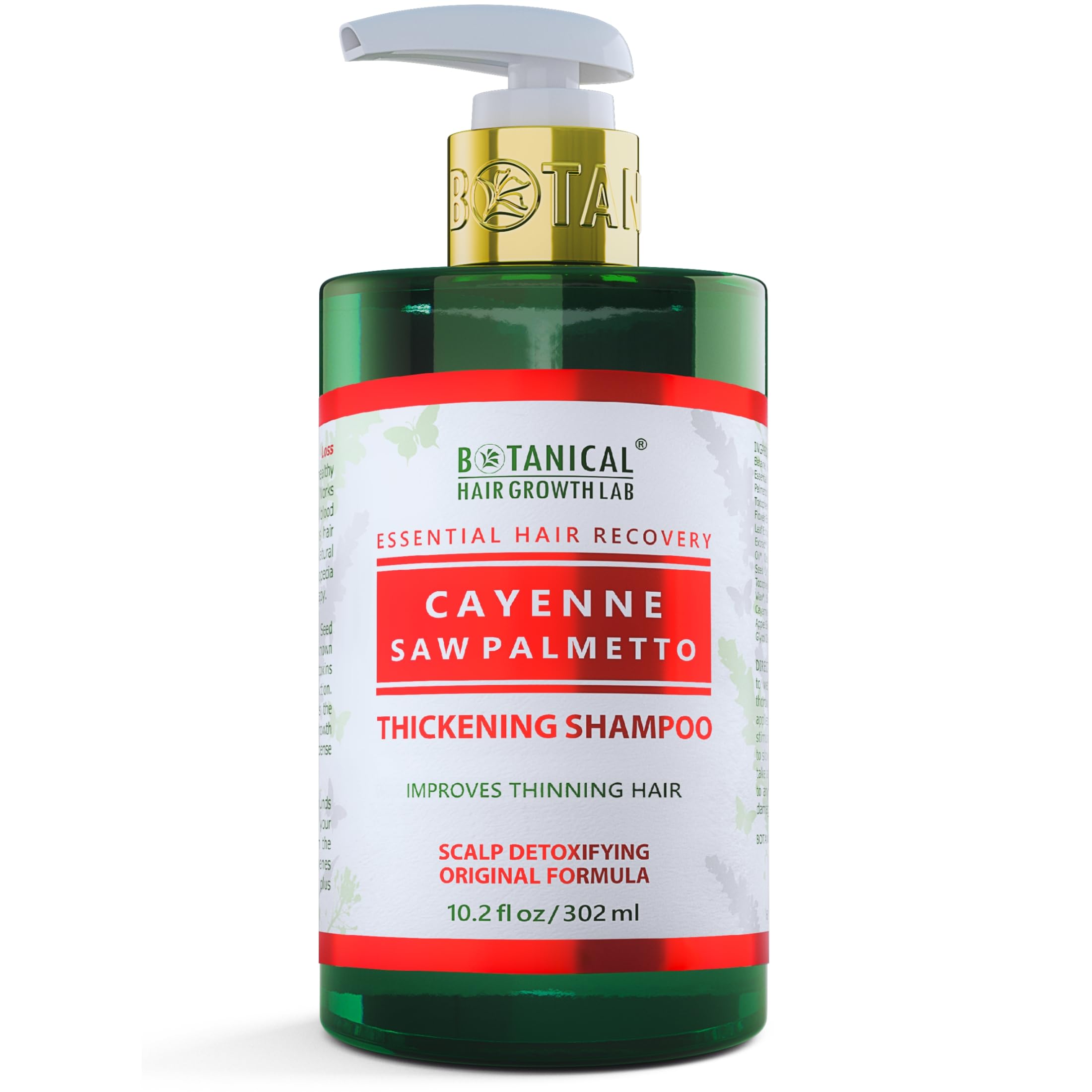 Botanical Cayenne Shampoo with Saw Palmetto – Thickening & Scalp-Stimulating | BOTANICAL HAIR GROWTH LAB 10.2 oz
