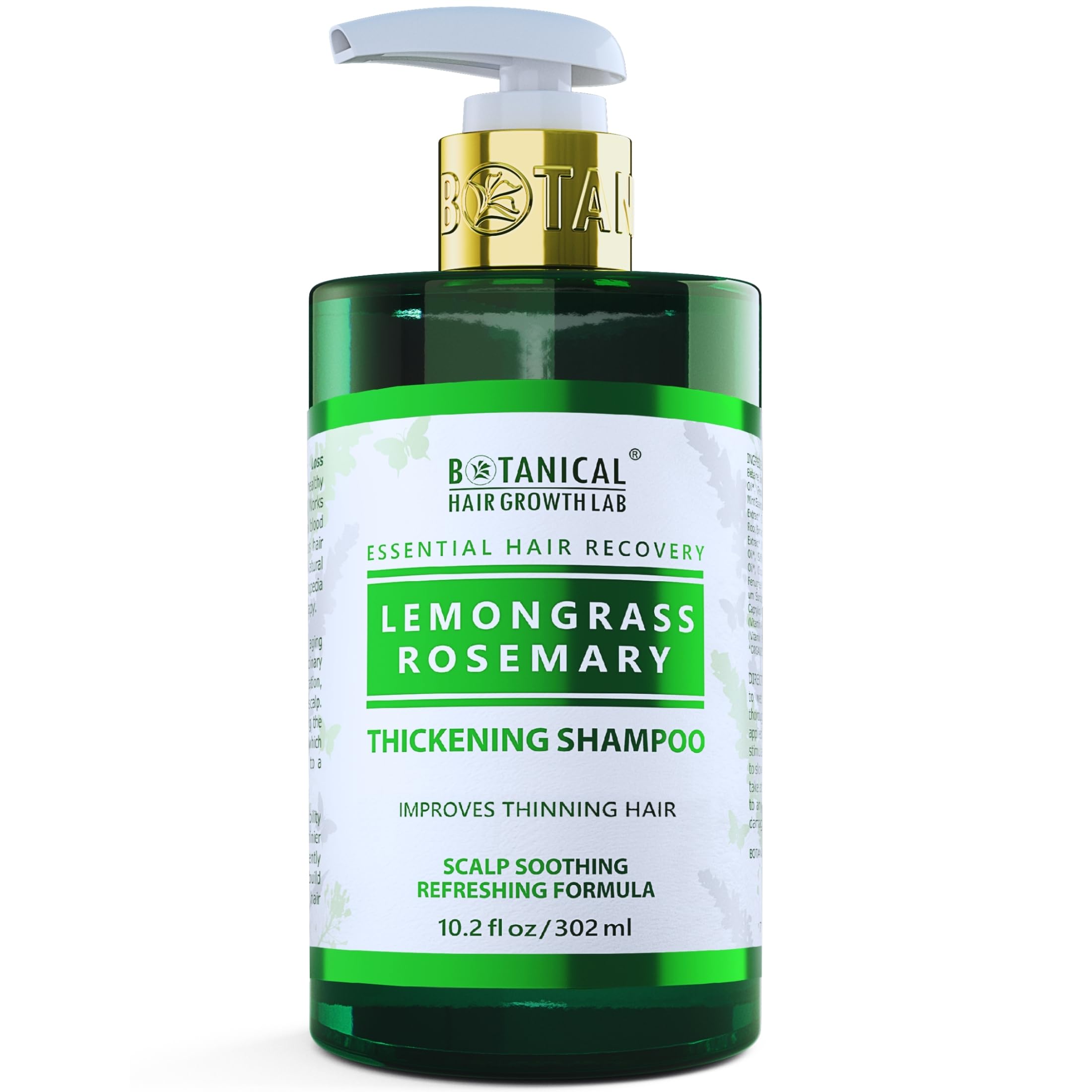 BOTANICAL HAIR GROWTH LAB Rosemary Shampoo with Saw Palmetto – Thickening & Scalp Stimulation, 10.2 oz