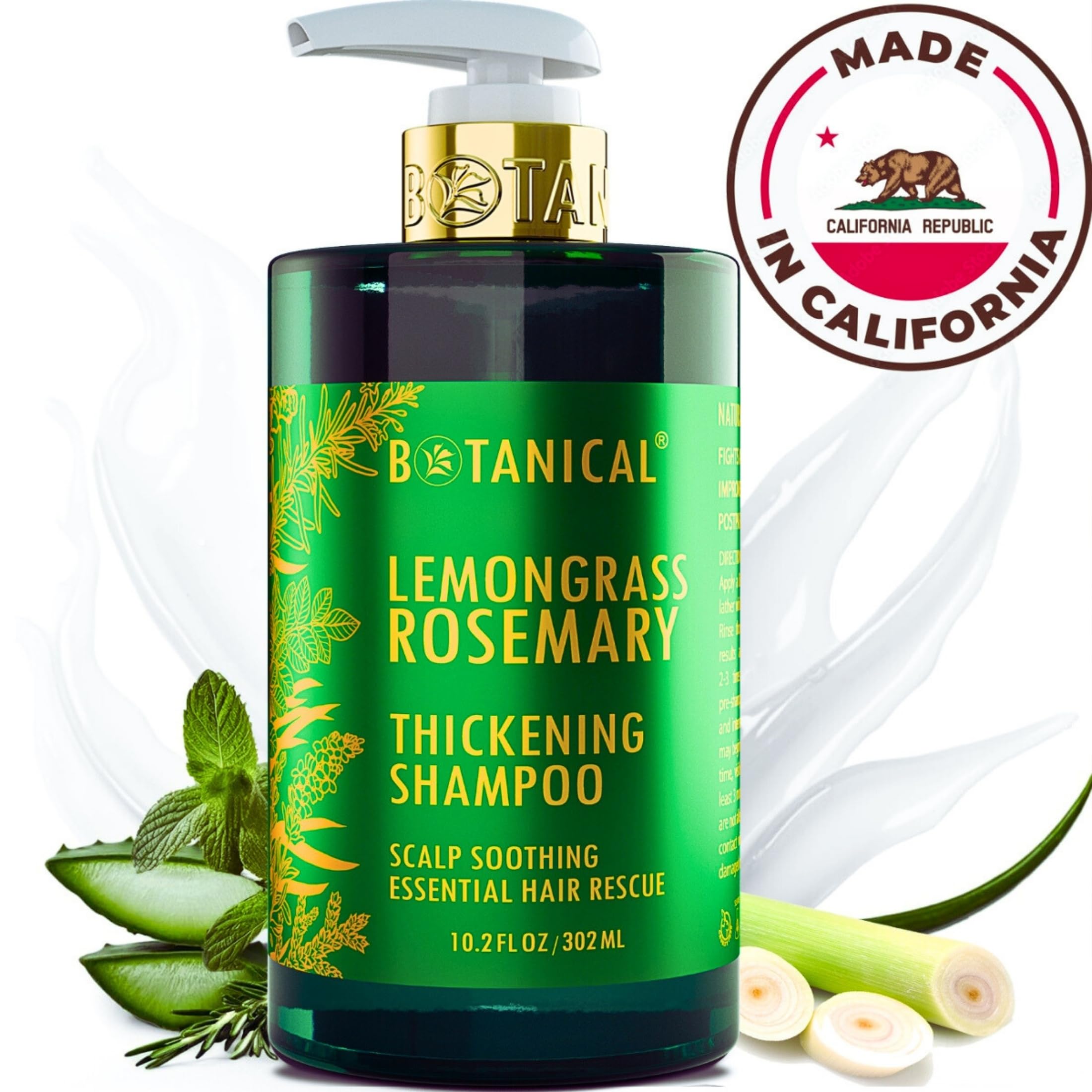 Botanical Hair Growth Lab Rosemary Shampoo with Saw Palmetto – Thinning Hair Support (10.2 oz)