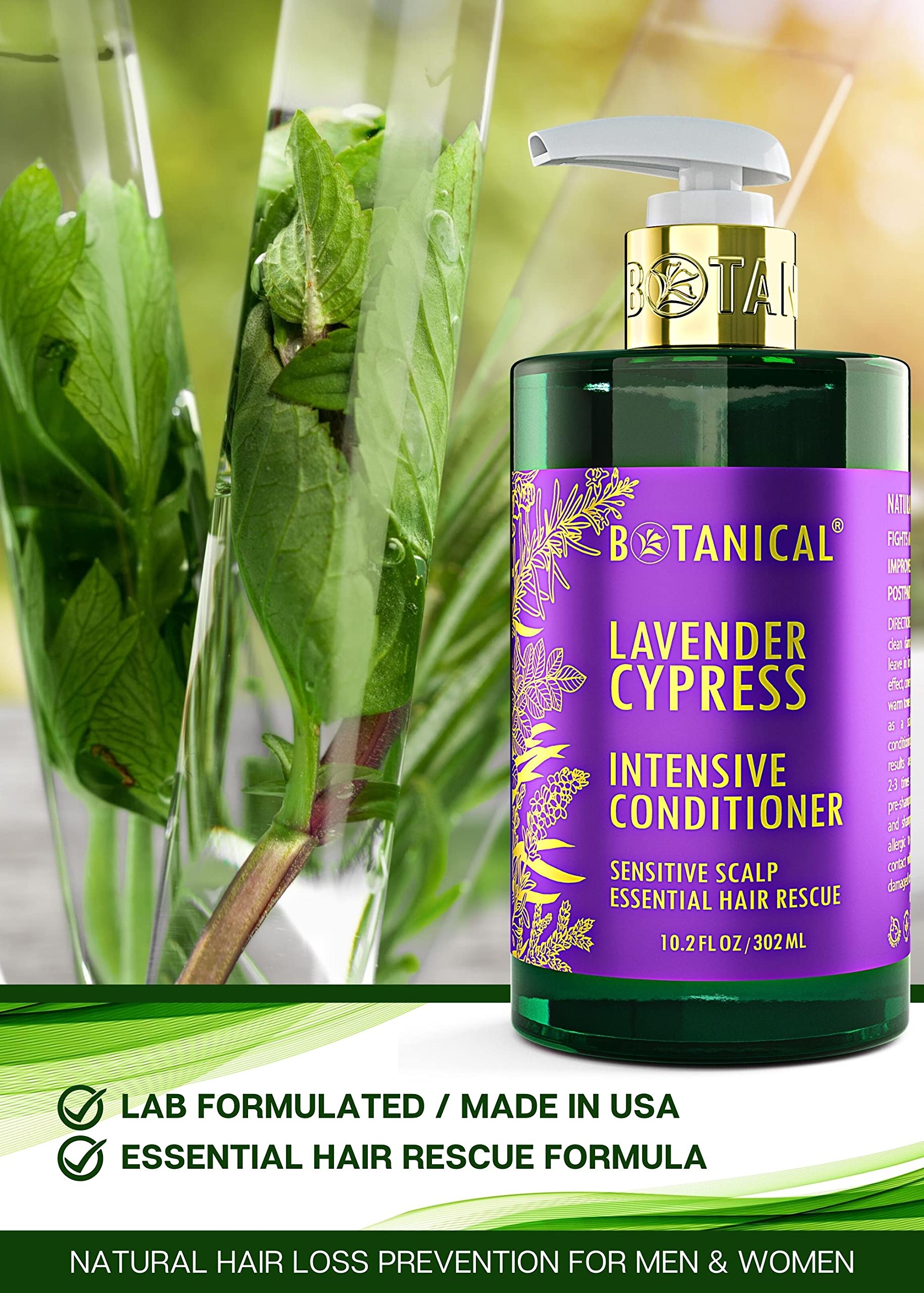 Botanical Hair Growth Lab Lavender Conditioner – Scalp Stimulation & Hair Growth Support, 10.2 Fl Oz