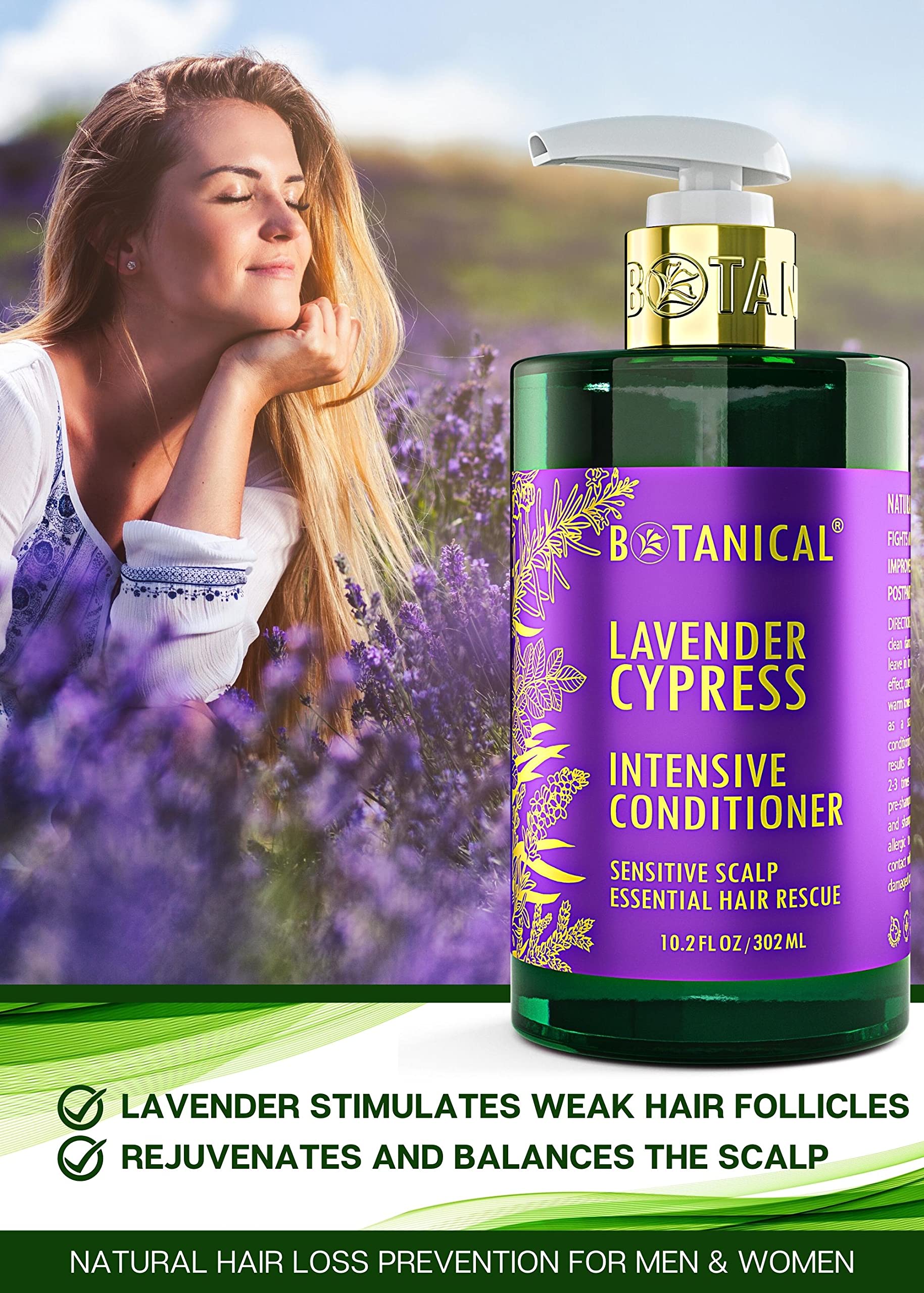 Botanical Hair Growth Lab Lavender Conditioner – Scalp Stimulation & Hair Growth Support, 10.2 Fl Oz