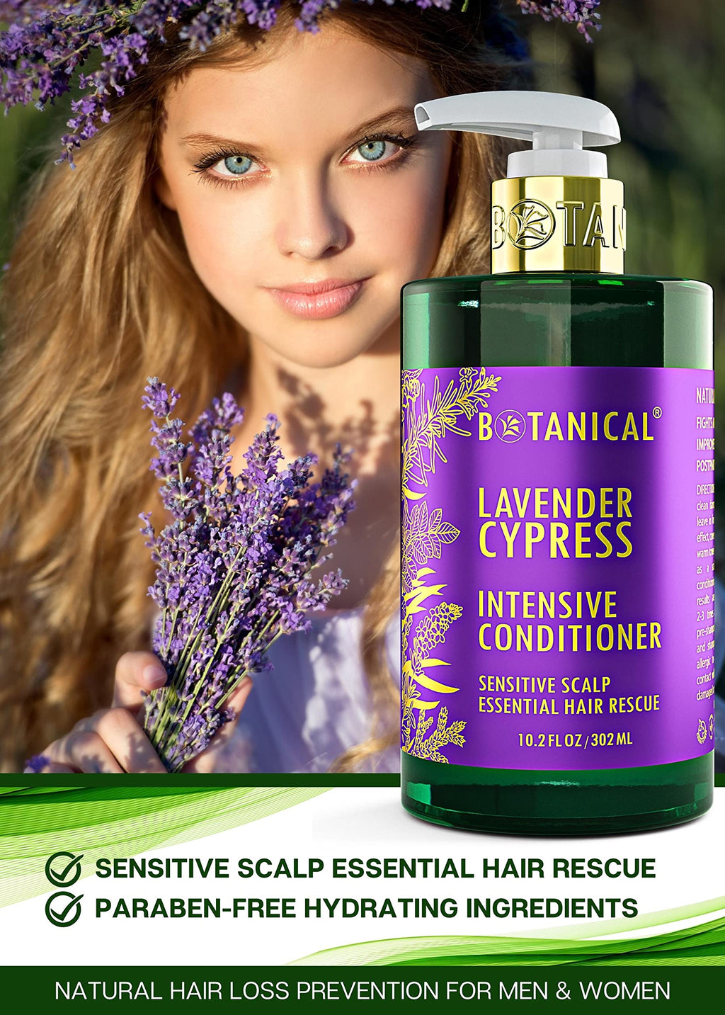 Botanical Hair Growth Lab Lavender Conditioner – Scalp Stimulation & Hair Growth Support, 10.2 Fl Oz