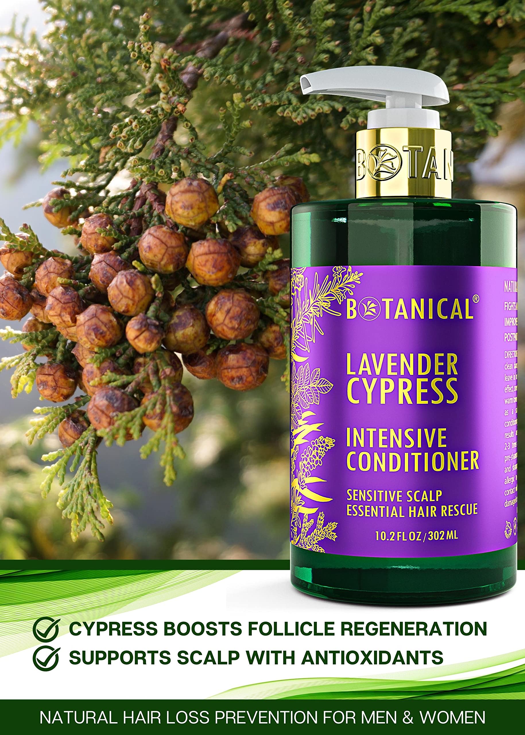 Botanical Hair Growth Lab Lavender Conditioner – Scalp Stimulation & Hair Growth Support, 10.2 Fl Oz