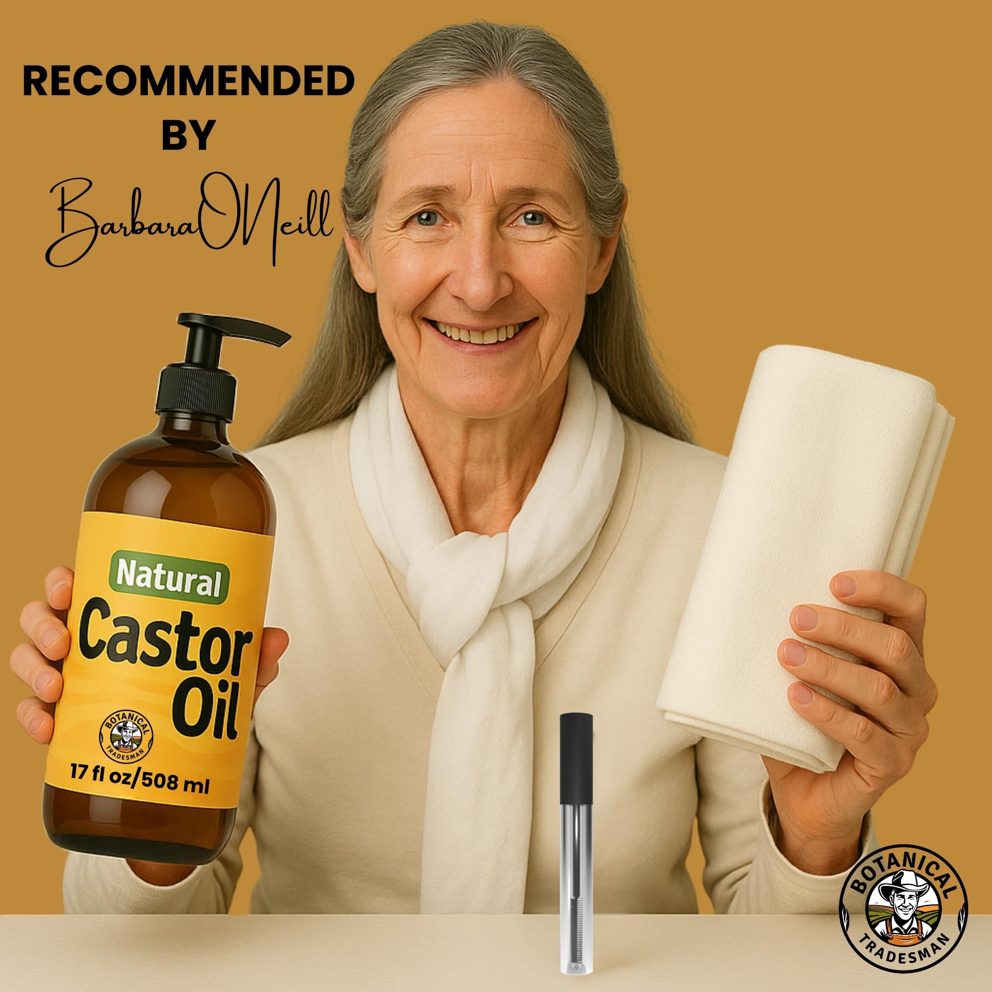 Botanical Tradesman Organic Castor Oil Kit – 17 oz Glass Bottle, Cold-Pressed, Hexane-Free