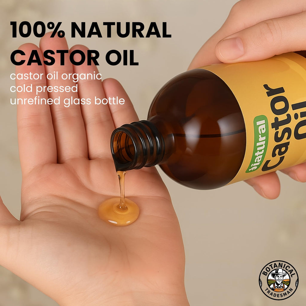 Botanical Tradesman Organic Castor Oil Kit – 17 oz Glass Bottle, Cold-Pressed, Hexane-Free