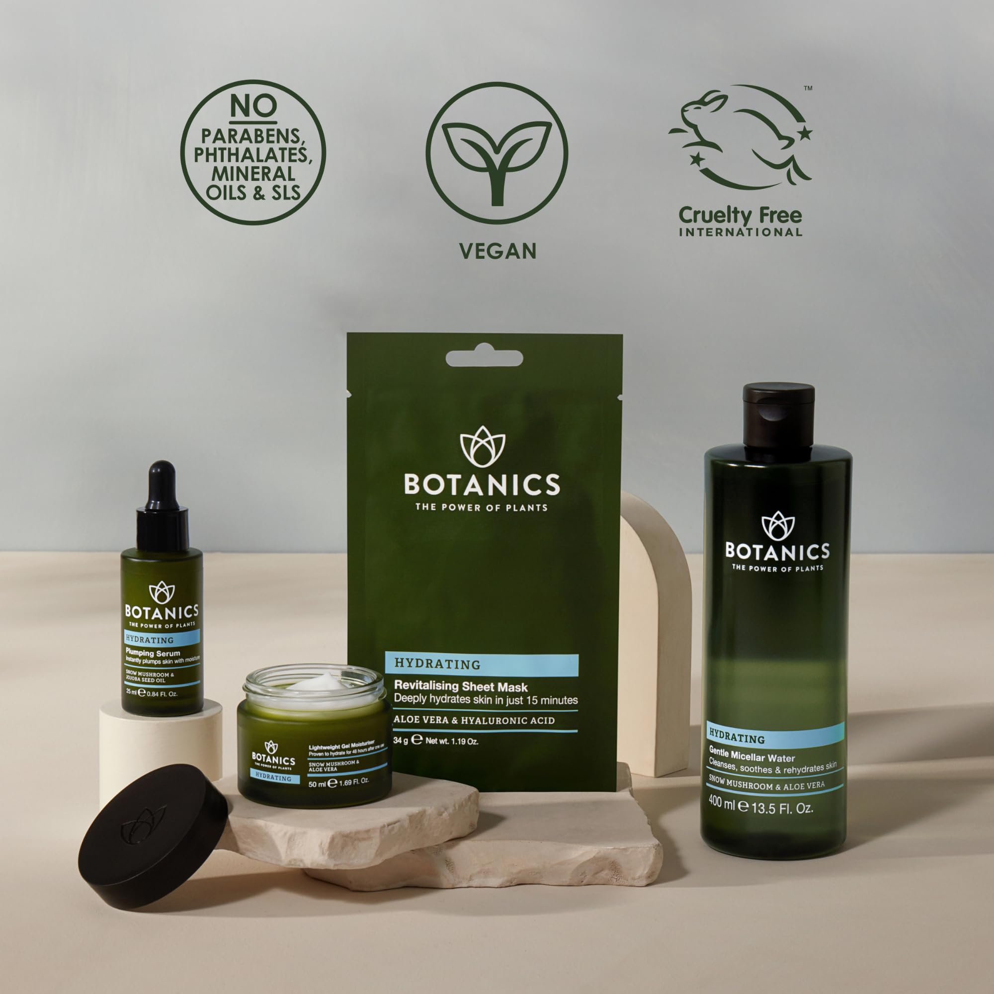 Botanics Lightweight Hydrating Face Moisturizer – Snow Mushroom & Aloe Vera | 48-Hour Hydration
