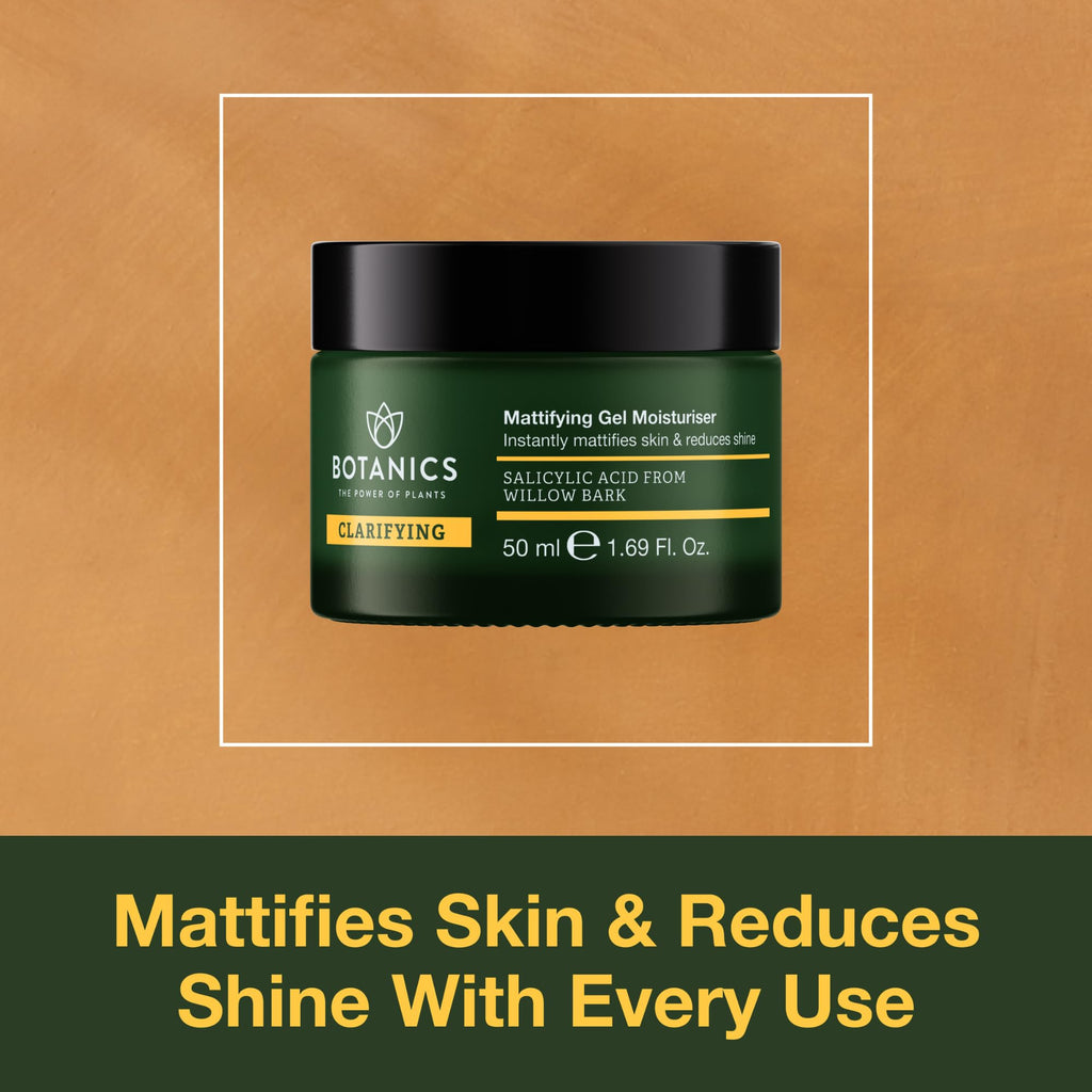 Botanics Clarifying Gel Moisturizer – Mattifying Face Moisturizer with Willow Bark & Salicylic Acid | Vegan & Cruelty-Free