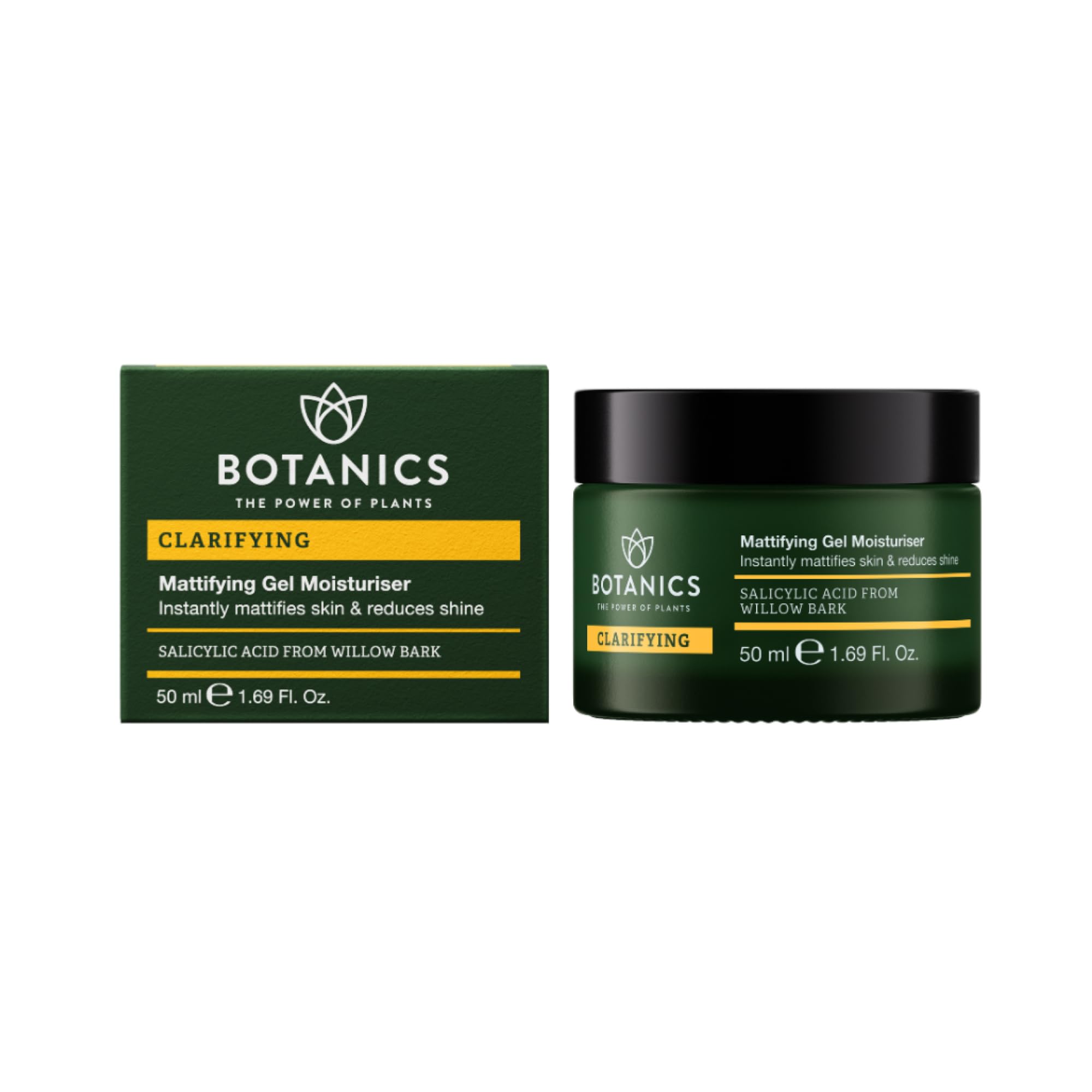 Botanics Clarifying Gel Moisturizer – Mattifying Face Moisturizer with Willow Bark & Salicylic Acid | Vegan & Cruelty-Free