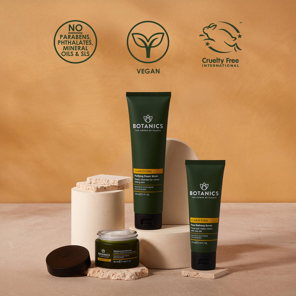 Botanics Clarifying Gel Moisturizer – Mattifying Face Moisturizer with Willow Bark & Salicylic Acid | Vegan & Cruelty-Free