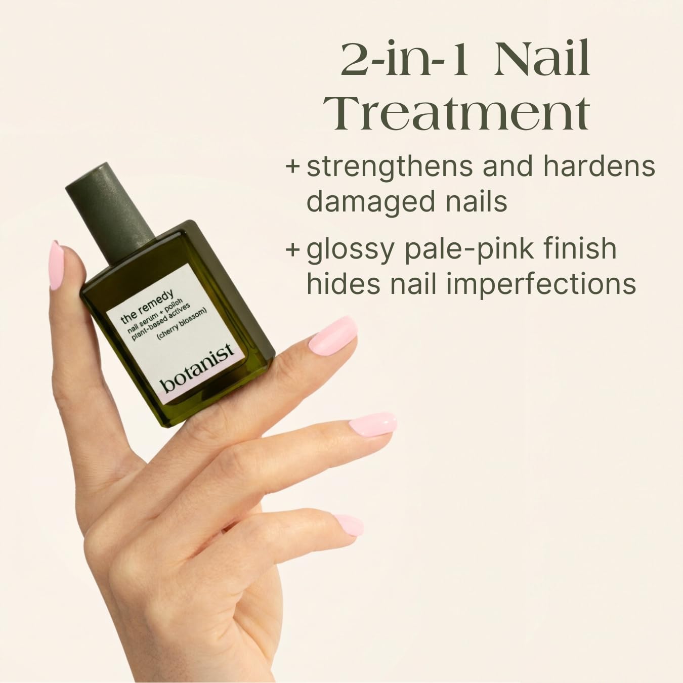 Botanist The Remedy | Plant-Based Nail Strengthening Polish (Cherry Blossom) – 84% Plant-Based, 21-Free & Vegan