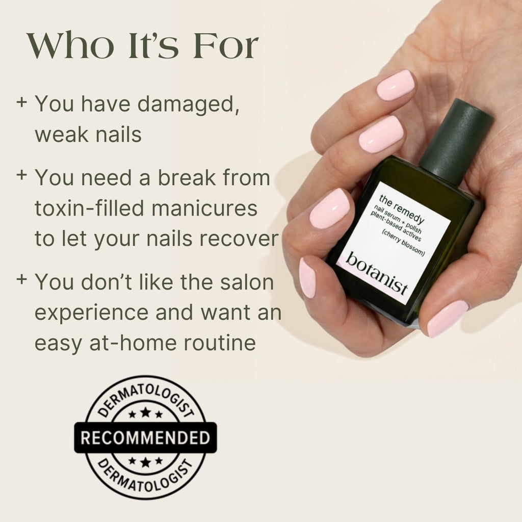 Botanist The Remedy | Plant-Based Nail Strengthening Polish (Cherry Blossom) – 84% Plant-Based, 21-Free & Vegan