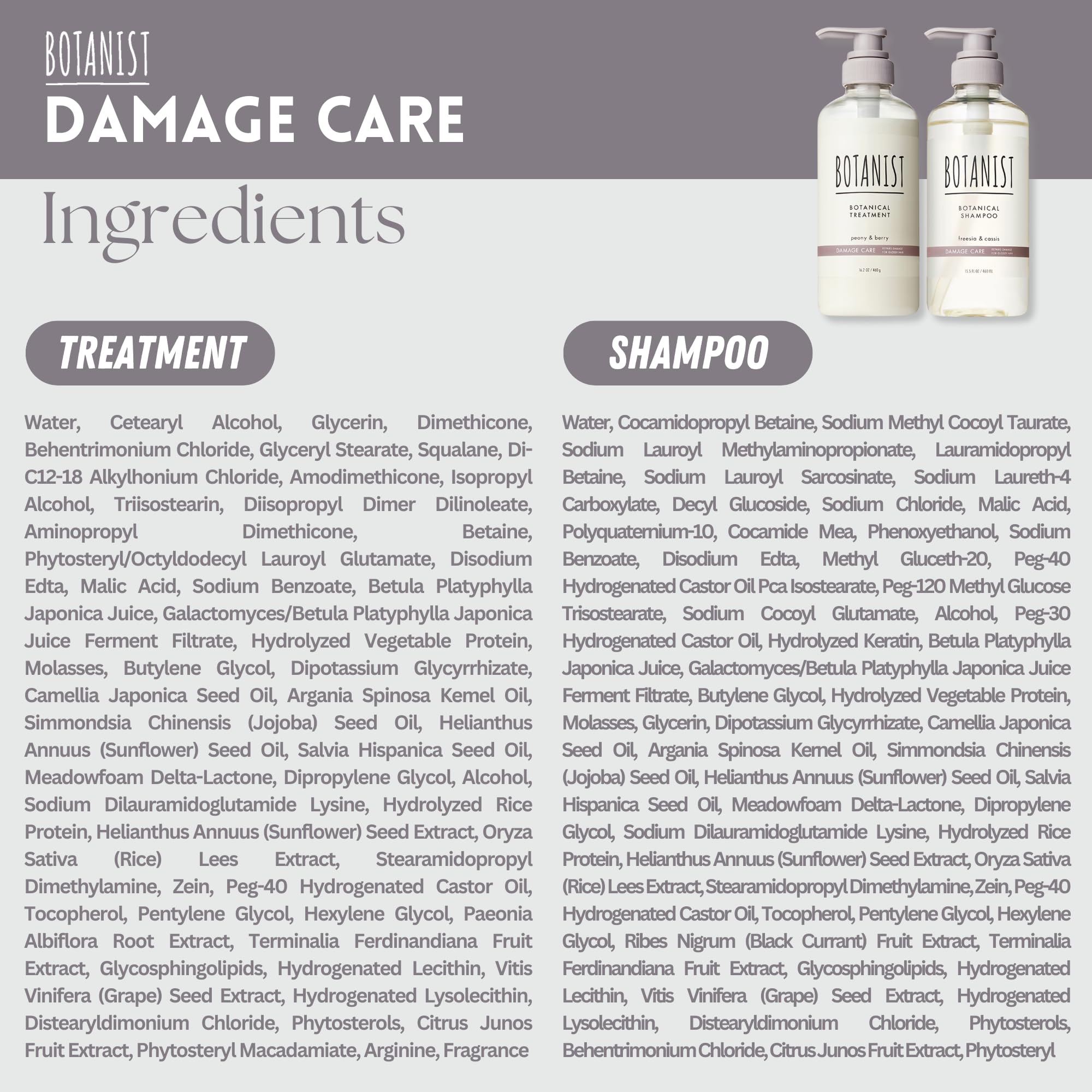 Botanist Natural Shampoo & Conditioner Set – Keratin, Collagen, Jojoba & Argan Oil | Silicone & Sulfate Free 31.7 Fl Oz | Damage Care