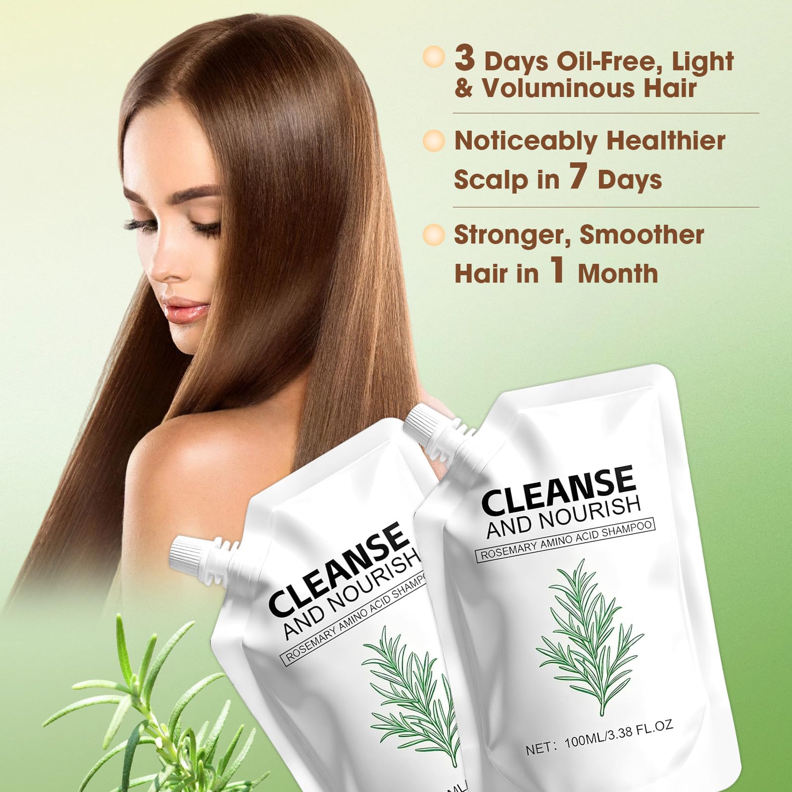 Botou 2PCS Rosemary Amino Acid Shampoo – Hair Growth & Strengthening for Thinning Hair (3.38 fl oz)