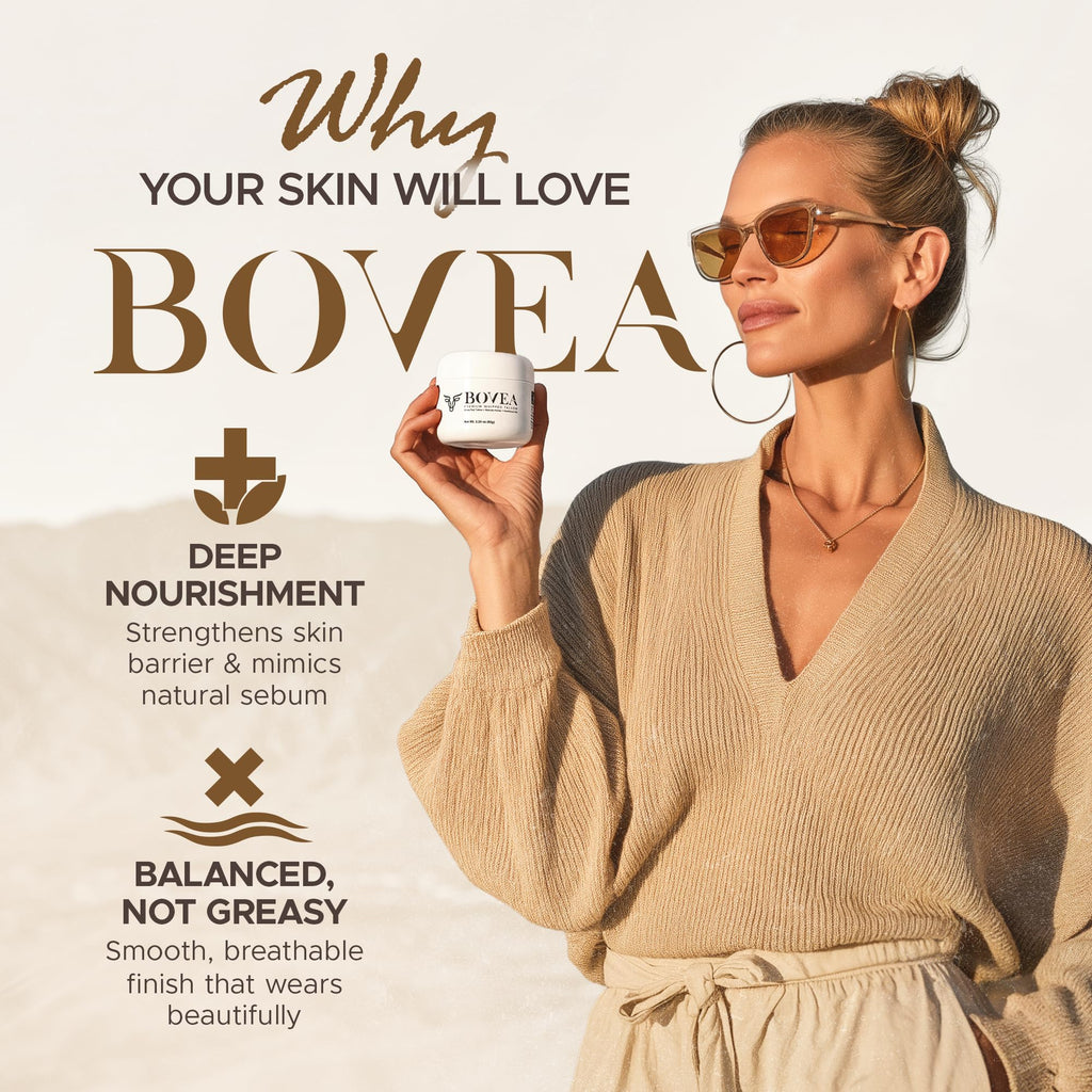 BOVEA Whipped Tallow Honey Balm – Grass-Fed Tallow Moisturizer with Manuka Honey & Jojoba Oil | All Skin Types | 3.24 oz