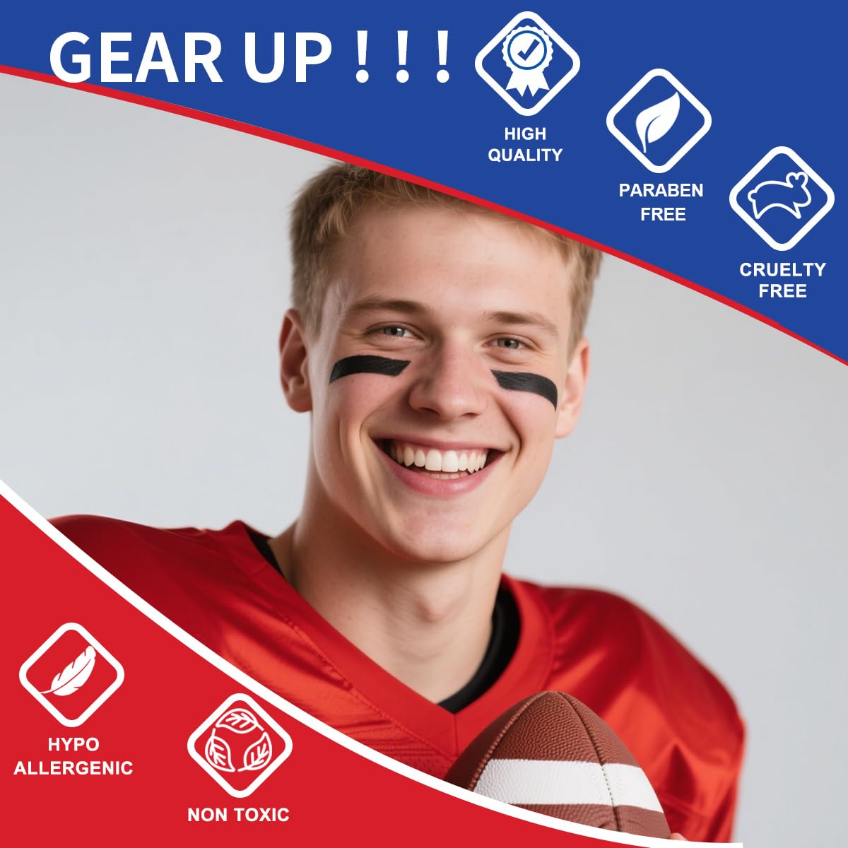 Bowitzki Eye Black Stick — 8-Color Water-Resistant Sports Face Paint Kit
