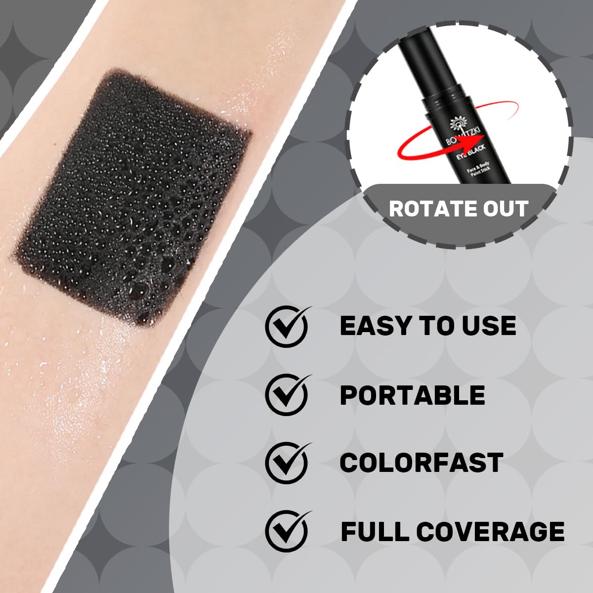 Bowitzki Eye Black Stick — 8-Color Water-Resistant Sports Face Paint Kit