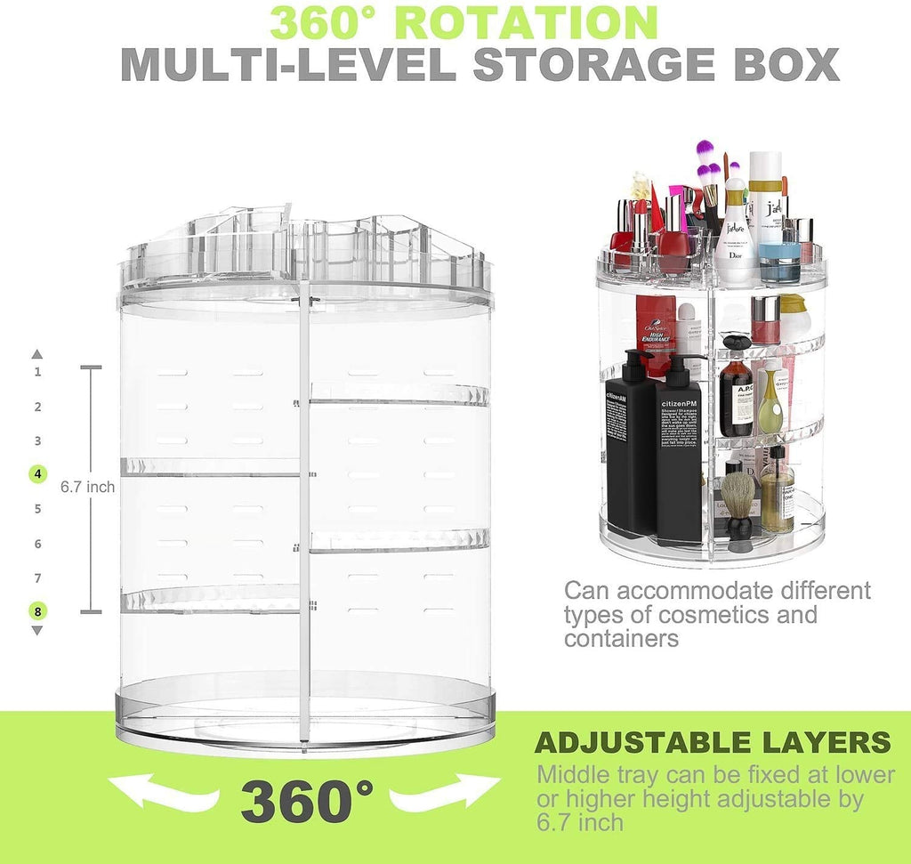 Boxalls Makeup Organizer Rotating, 8-Layer, Large Capacity, 360° Spinning Stand