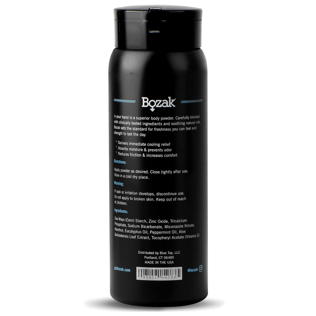 Bozak Cooling Body & Foot Powder for Men – Talc-Free, Menthol, 4 oz (2-Pack)