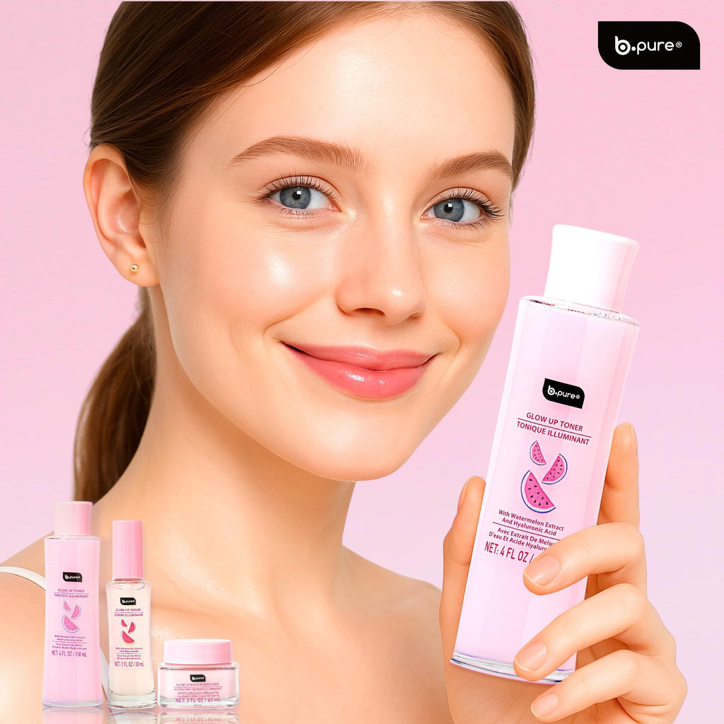 b.pure Glow Up Renewing Skin Care Gift Set | Hyaluronic Acid, Niacinamide, Watermelon Extract