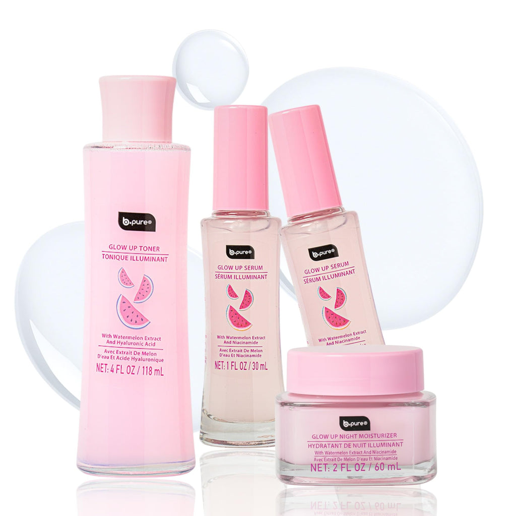 b.pure Glow Up Renewing Skin Care Gift Set | Hyaluronic Acid, Niacinamide, Watermelon Extract