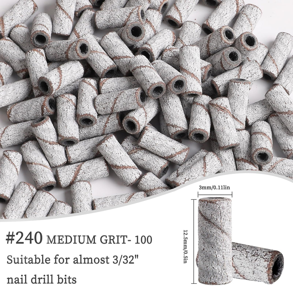 BQAN Sanding Bands for Nail Drill – 100 Pcs, 240 Grit, 3.1mm Mandrel (2023 Upgrade)