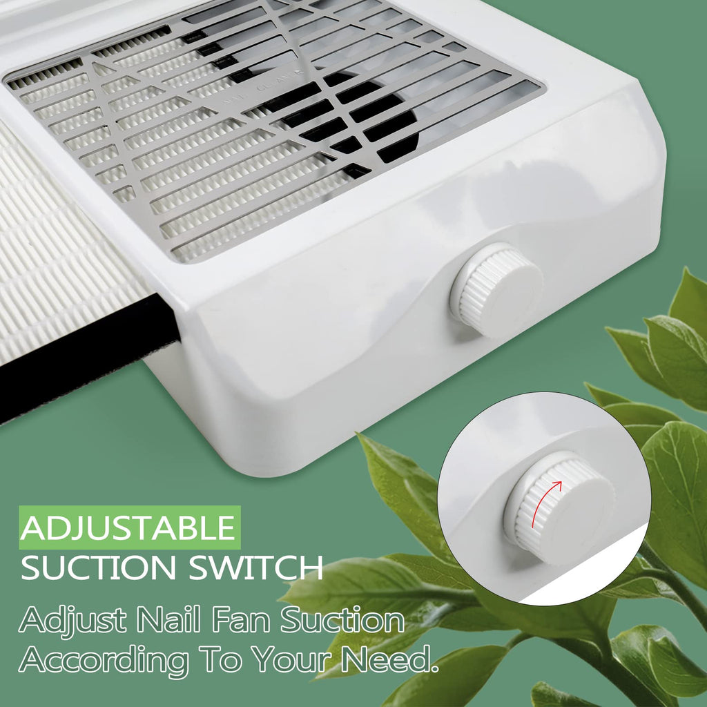 BQAN Nail Dust Collector 60W – Powerful Salon Vacuum with LED Lamp, Dust Brush & Hand Cushion