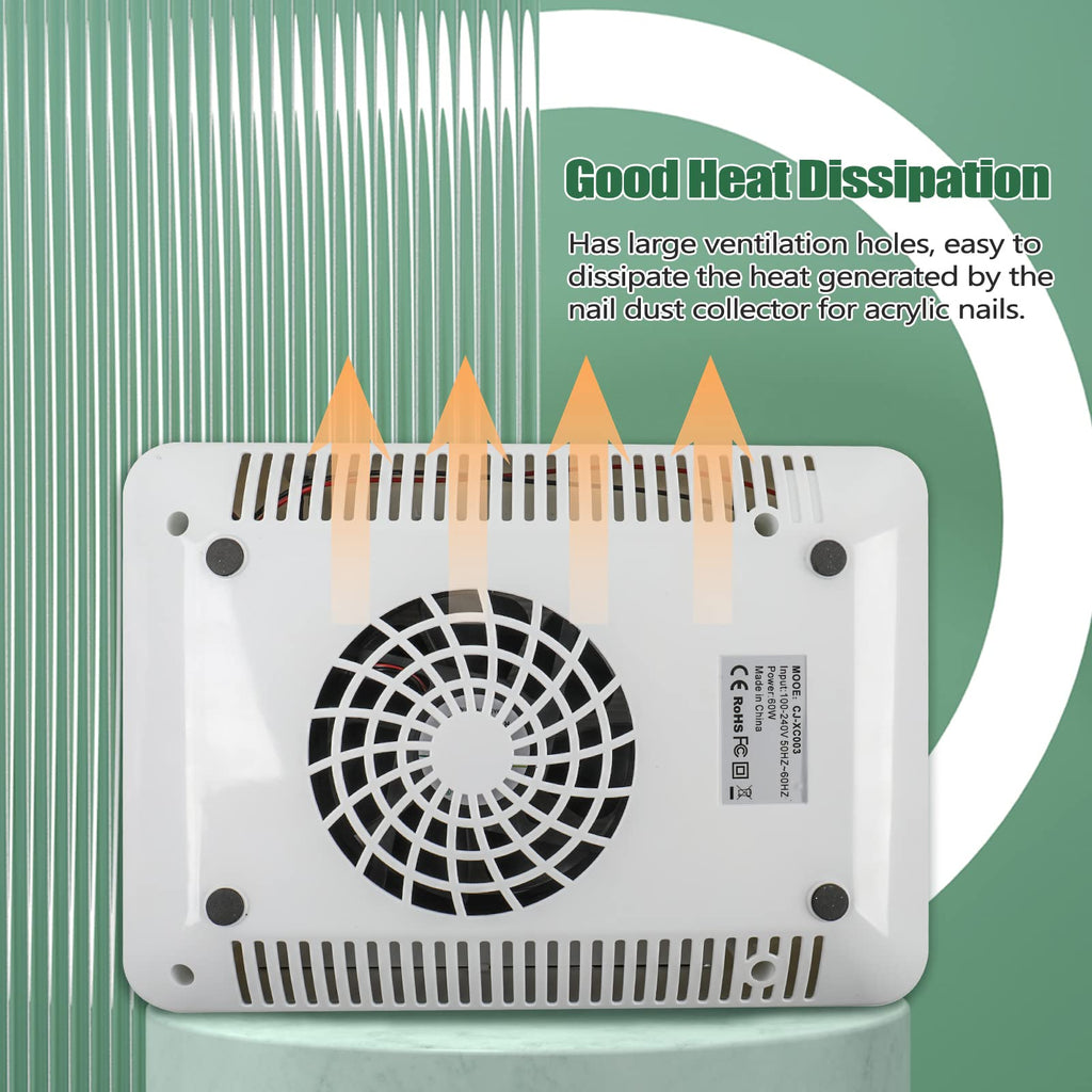 BQAN Nail Dust Collector 60W – Powerful Salon Vacuum with LED Lamp, Dust Brush & Hand Cushion