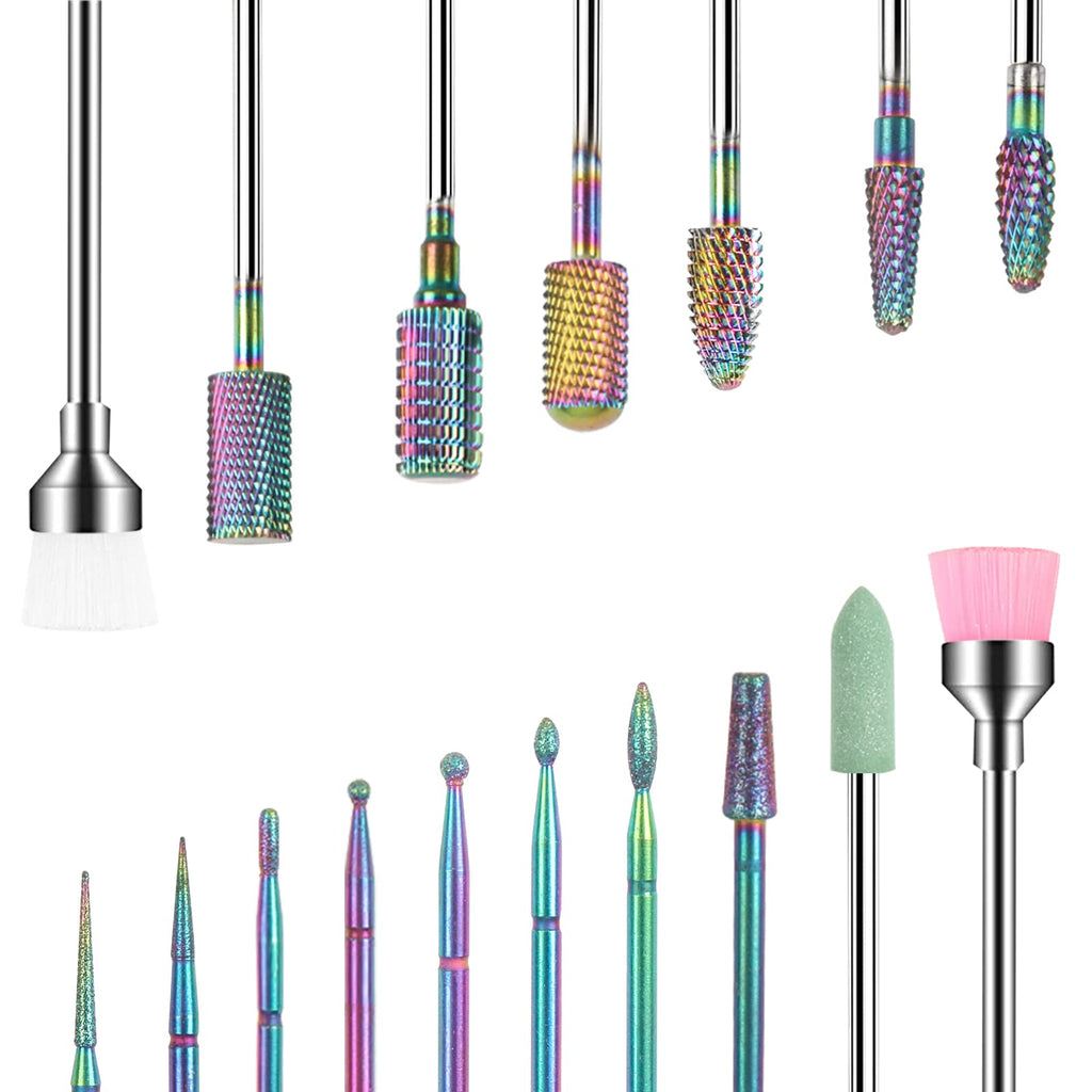 BQAN Nail Drill Bits 17Pcs Tungsten Carbide Set 3/32 inch for Nail Drill Efile - Professional & Home Use