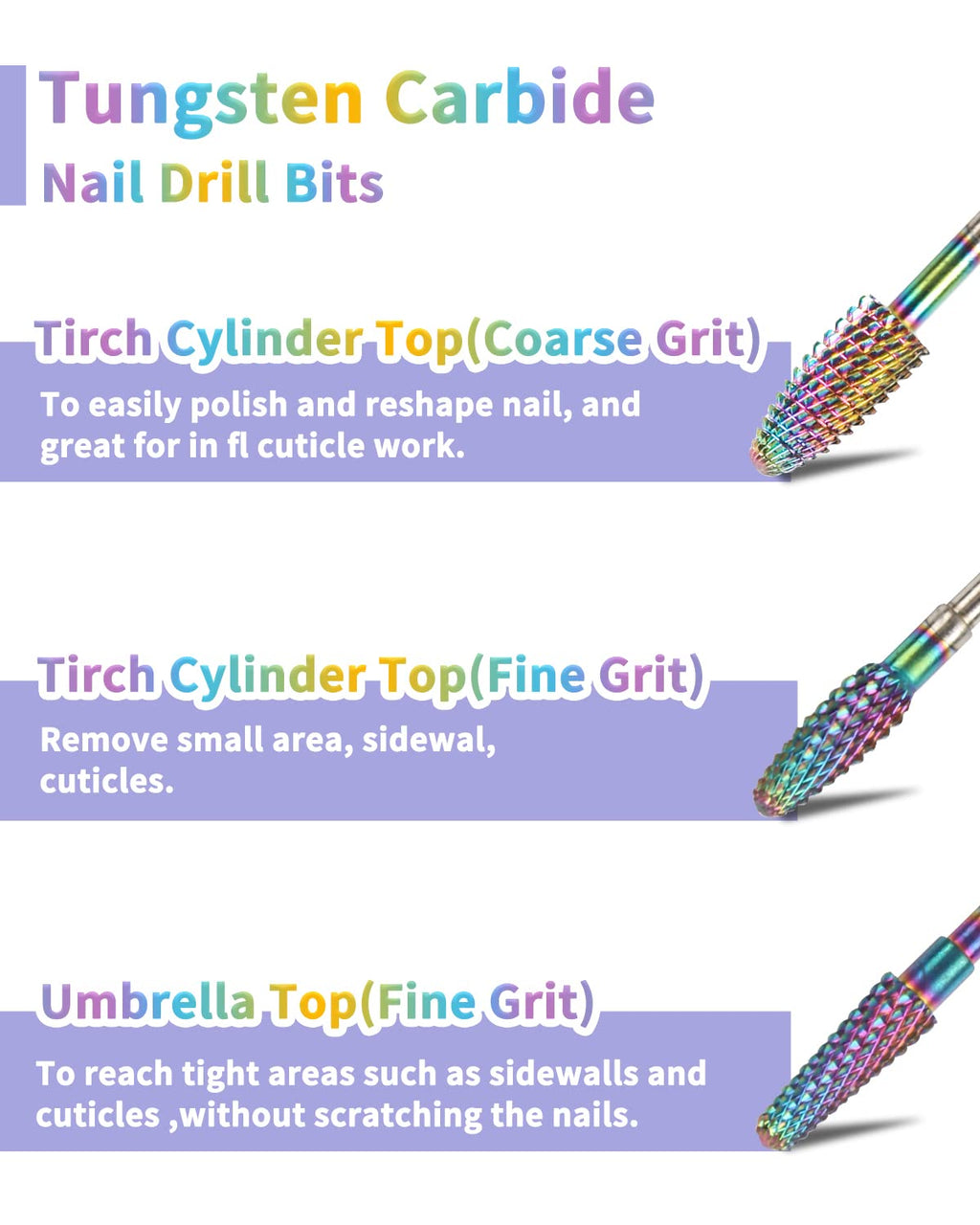 BQAN Nail Drill Bits 17Pcs Tungsten Carbide Set 3/32 inch for Nail Drill Efile - Professional & Home Use