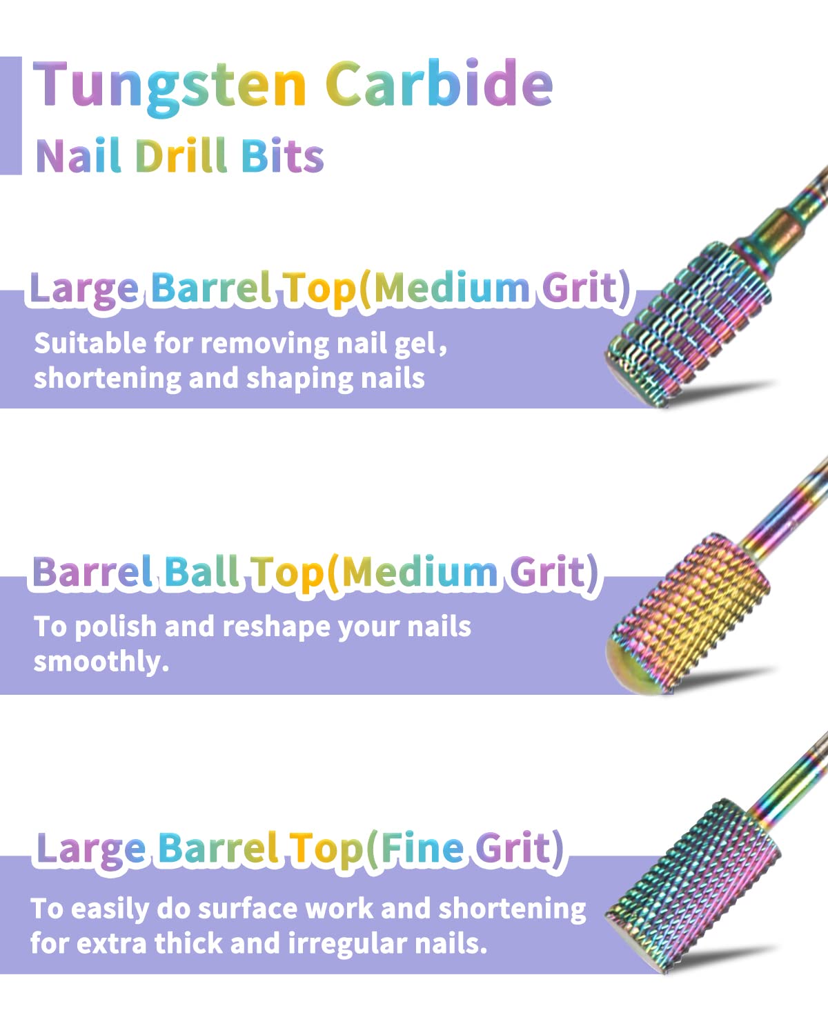 BQAN Nail Drill Bits 17Pcs Tungsten Carbide Set 3/32 inch for Nail Drill Efile - Professional & Home Use