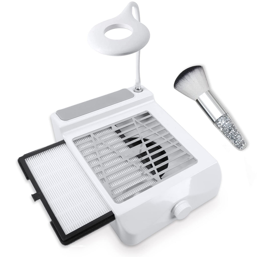 BQAN Nail Dust Collector 60W – Powerful Salon Vacuum with LED Lamp, Dust Brush & Hand Cushion