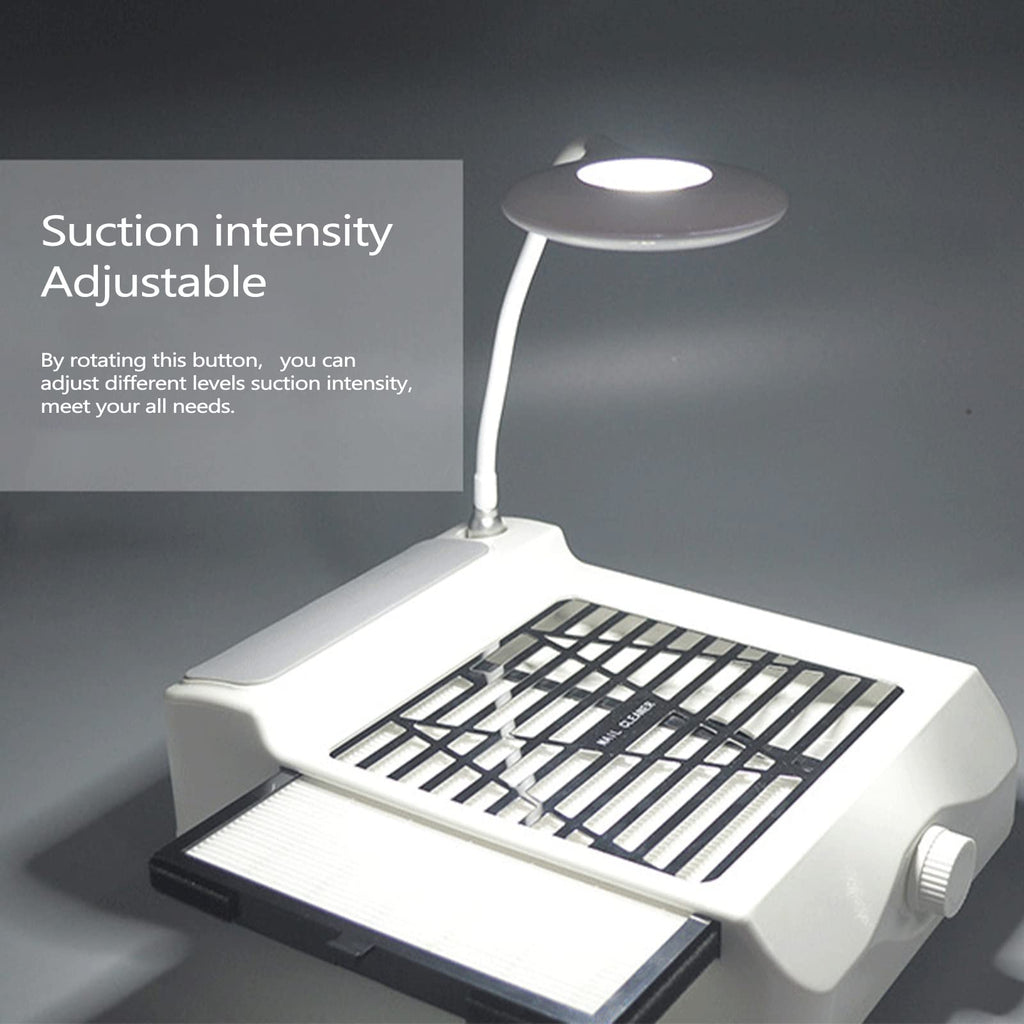 BQAN Nail Dust Collector 60W – Powerful Salon Vacuum with LED Lamp, Dust Brush & Hand Cushion