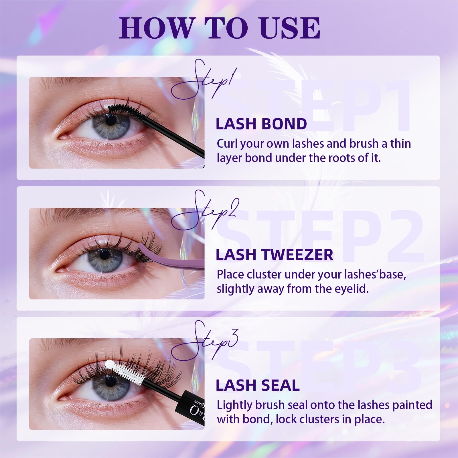 B&Qaugen Feath5D Lash Clusters Kit Wispy Fluffy 8-18mm C Curl Waterproof – Glue & Tools