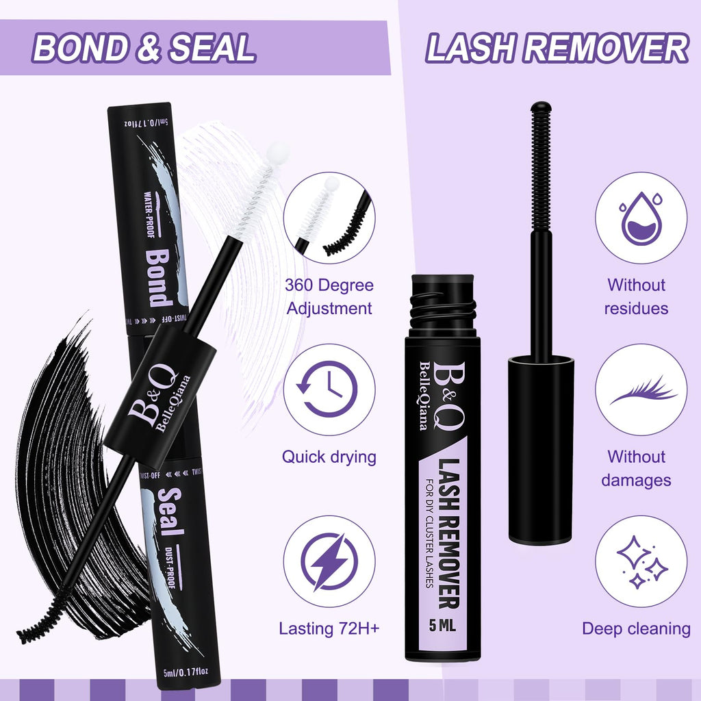 B&Qaugen Manga Lash Clusters Kit with Spikes 10-18mm – 120pcs DIY Salon-Quality Volume