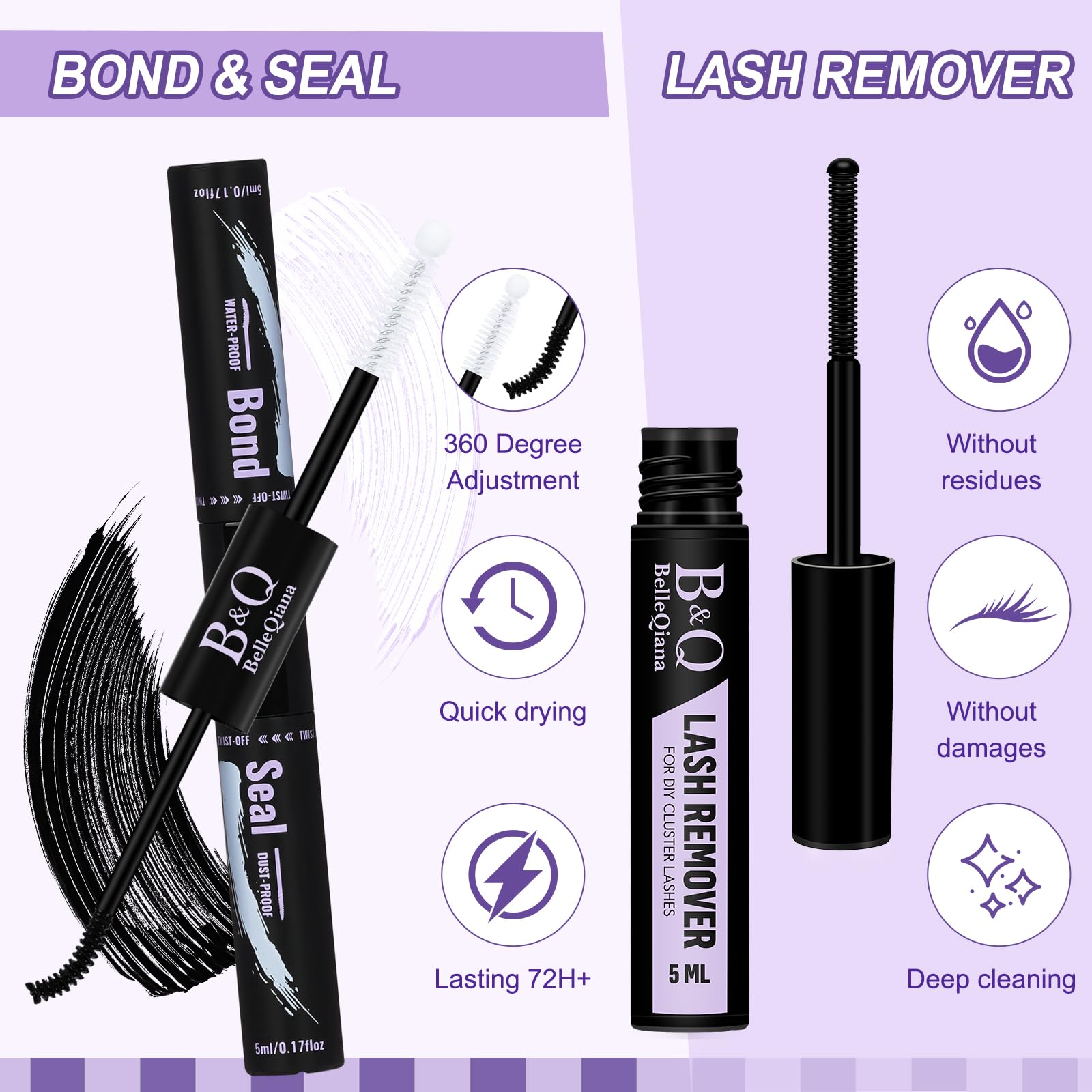 B&Qaugen Manga Lash Clusters Kit with Spikes 10-18mm – 120pcs DIY Salon-Quality Volume