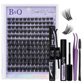 B&Qaugen Lash Clusters Kit Wispy Fluffy Feath5D – 8-18mm C Curl, Waterproof, Glue & Tools