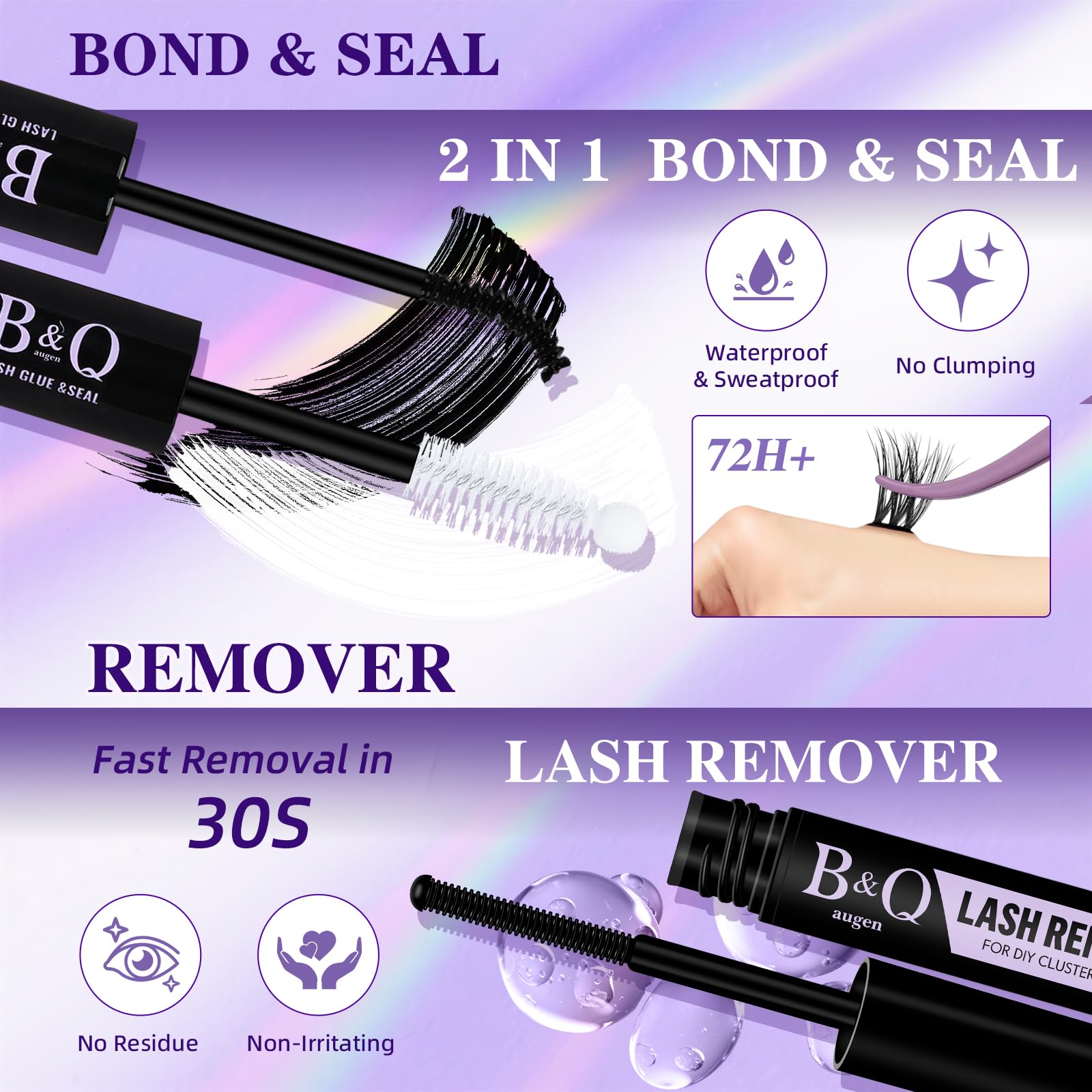B&Qaugen Lash Clusters Kit Wispy Fluffy Feath5D – 8-18mm C Curl, Waterproof, Glue & Tools