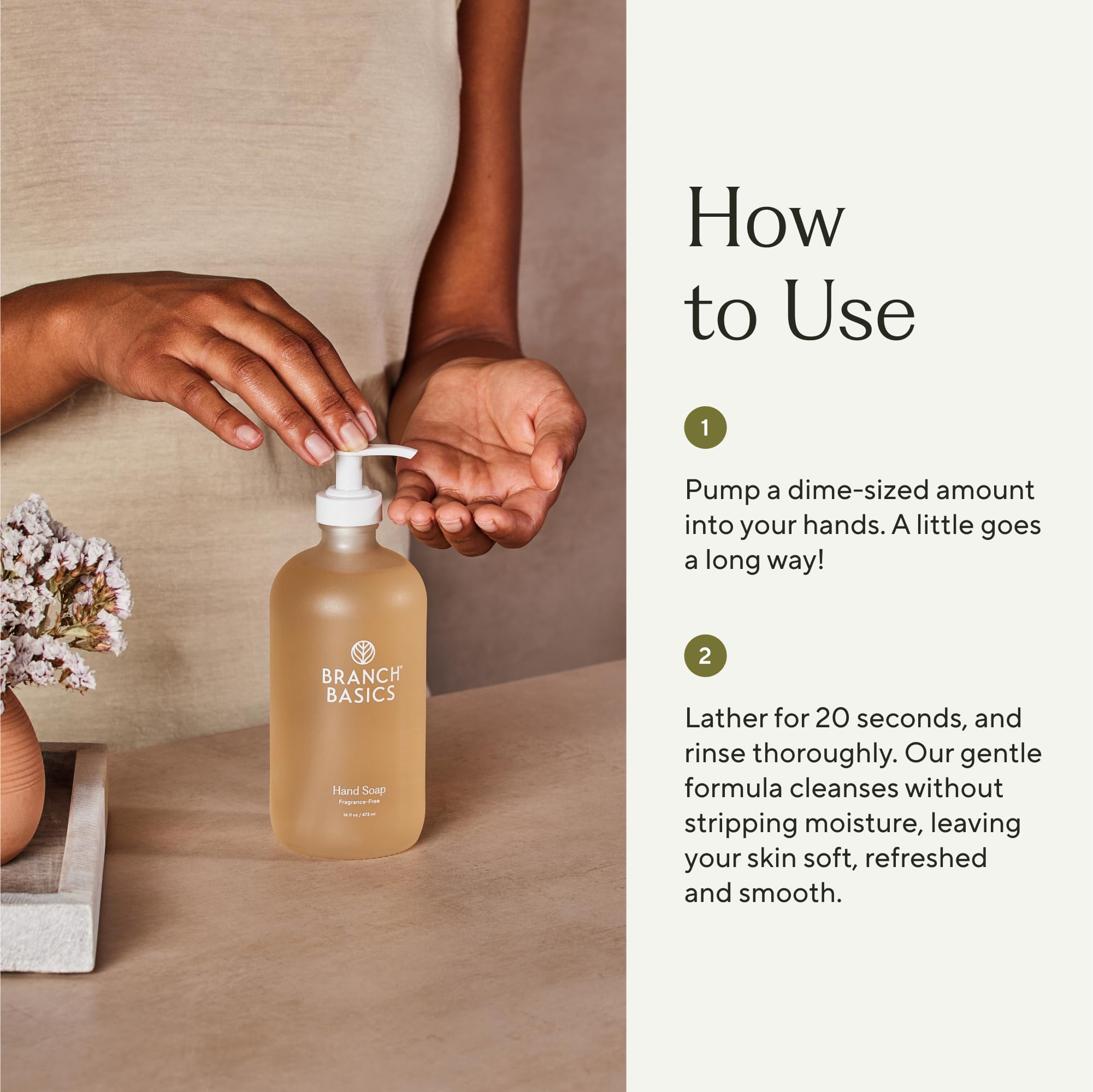 Branch Basics Gel Hand Soap – 16oz, Fragrance-Free Plant & Mineral Formula