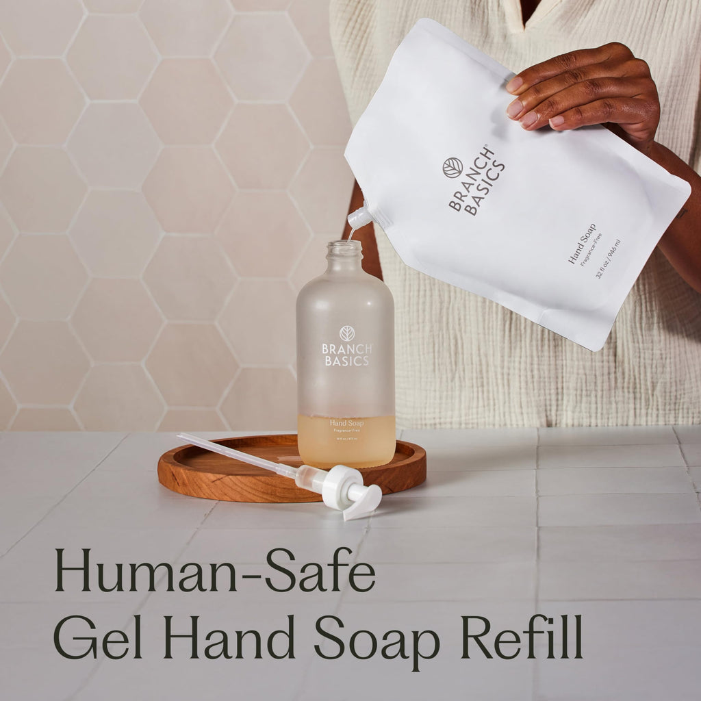 Branch Basics Gel Hand Soap Refill – 32oz Pouch | Fragrance-Free, Plant & Mineral-Based Formula